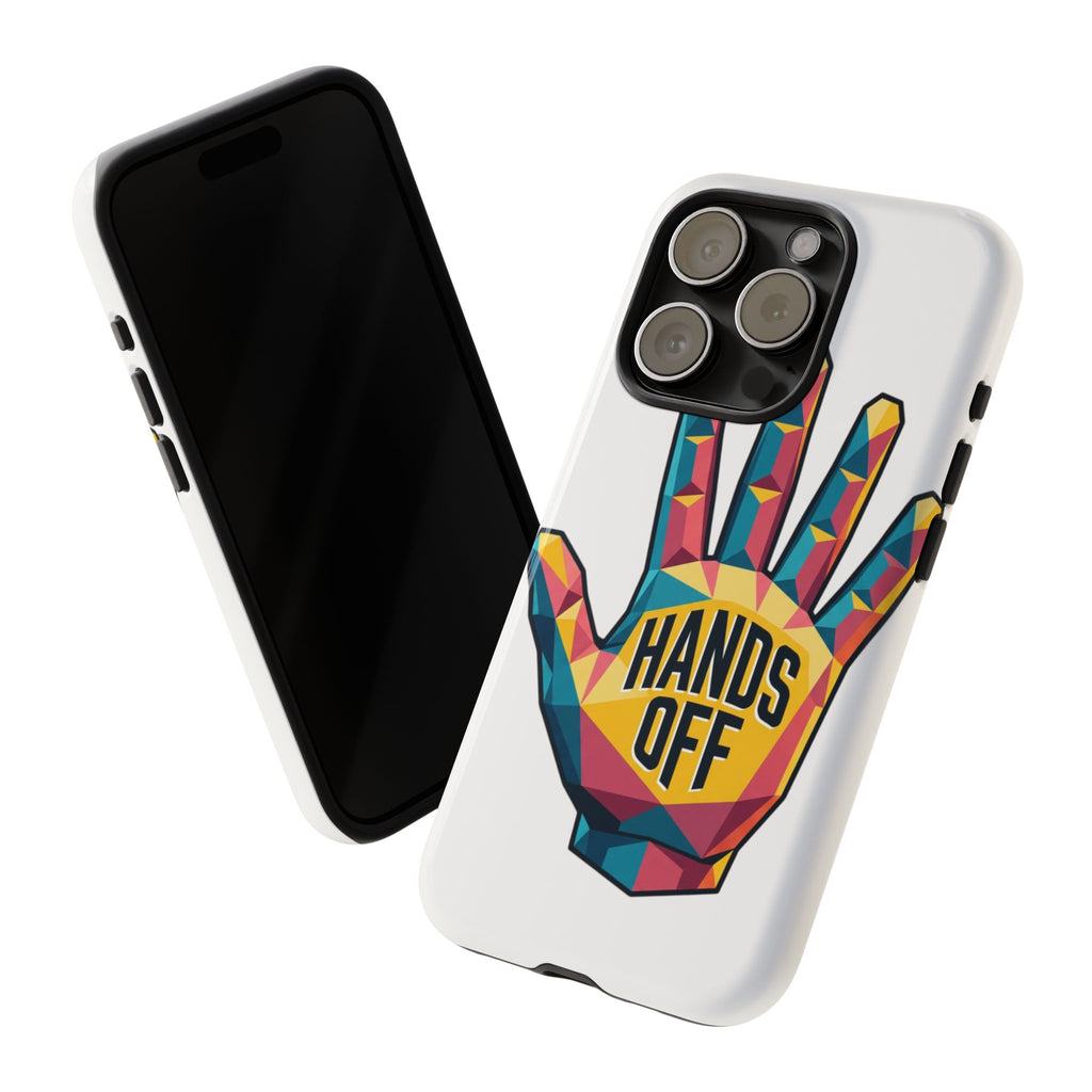 Hands Off Phone Case — Bold Geometric Palm Graphic