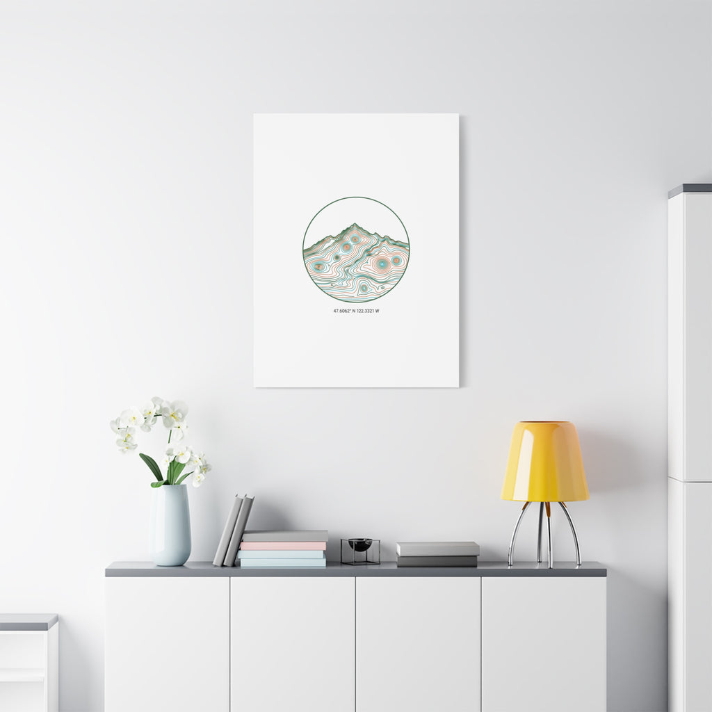 Topographic Contour Line Mountain Canvas, topographic map print | terrain poster