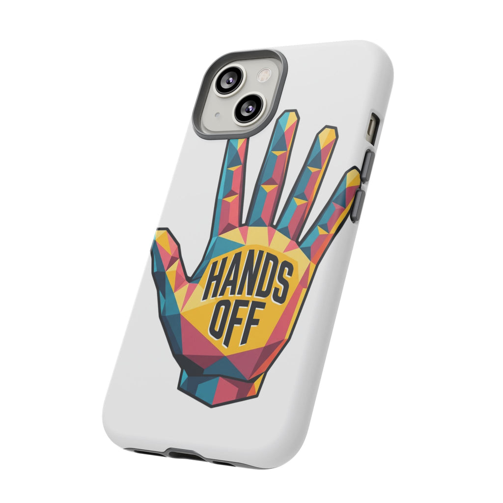 Hands Off Phone Case — Bold Geometric Palm Graphic