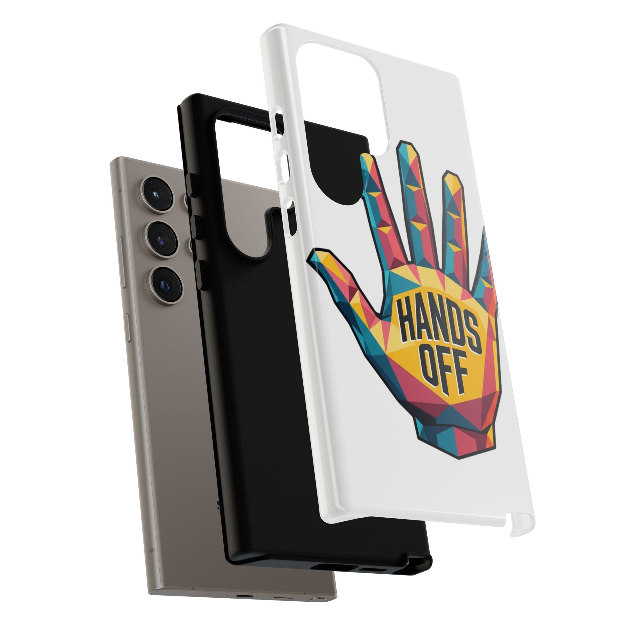 Hands Off Phone Case — Bold Geometric Palm Graphic