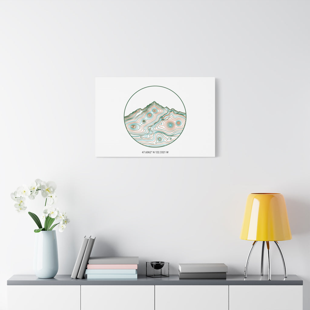 Topographic Contour Line Mountain Canvas, topographic map print | terrain poster