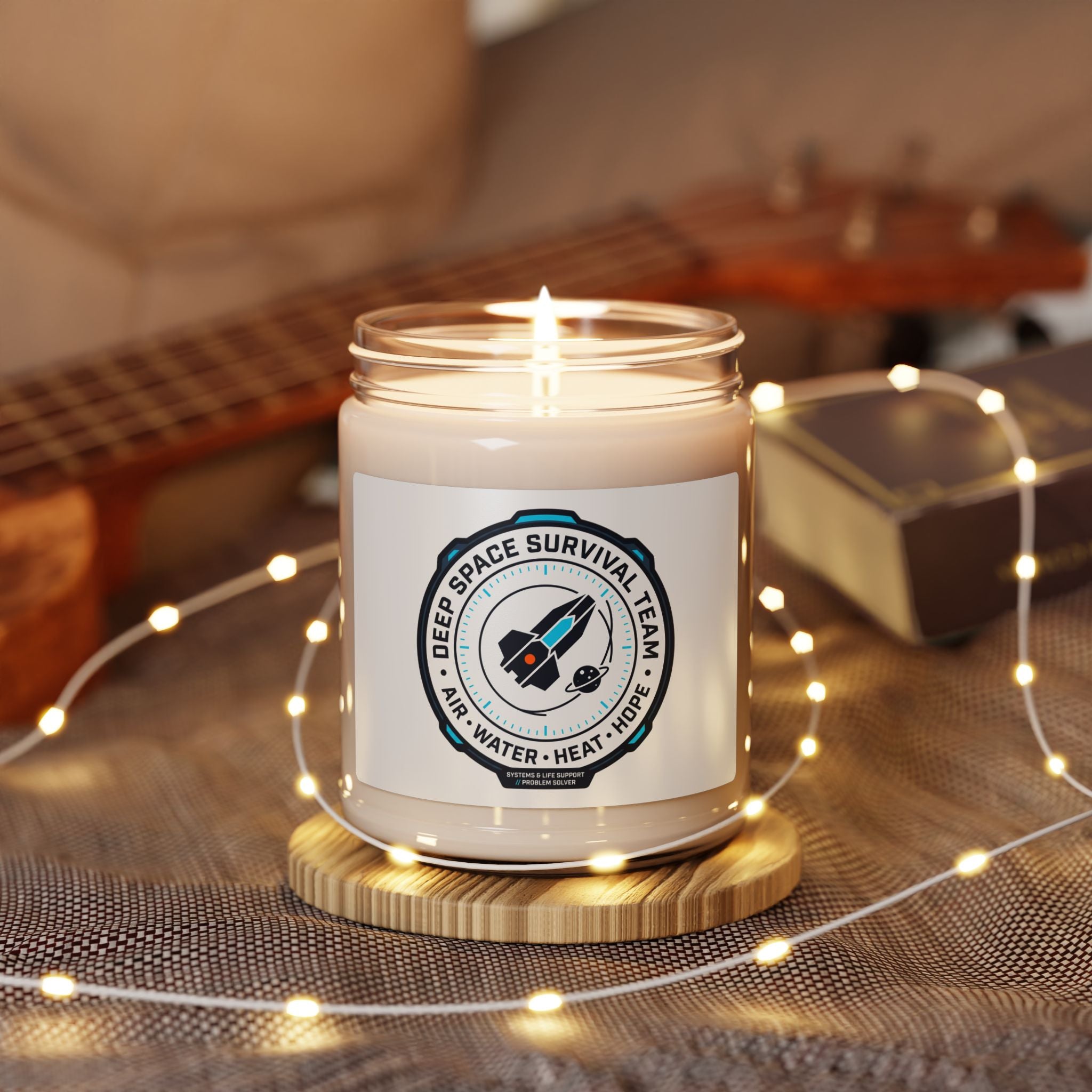 Deep Space Survival Team Candle, Soy Jar | Mission Patch, Hard Sci‑Fi