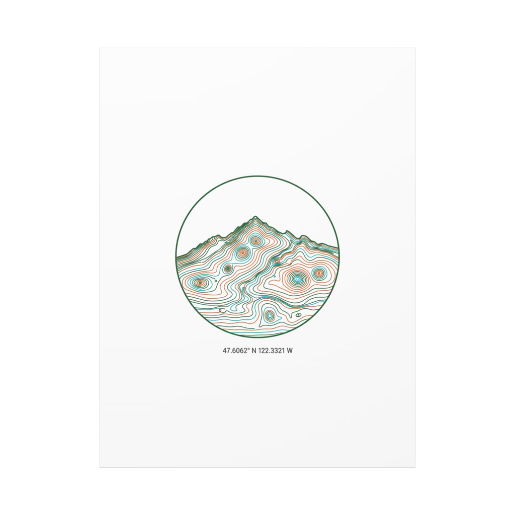 Topographic Contour Line Mountain Canvas, topographic map print | terrain poster