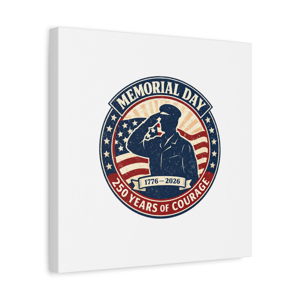 Memorial Day USA 250 Canvas, 1776–2026 Vintage Distressed Patriotic Print