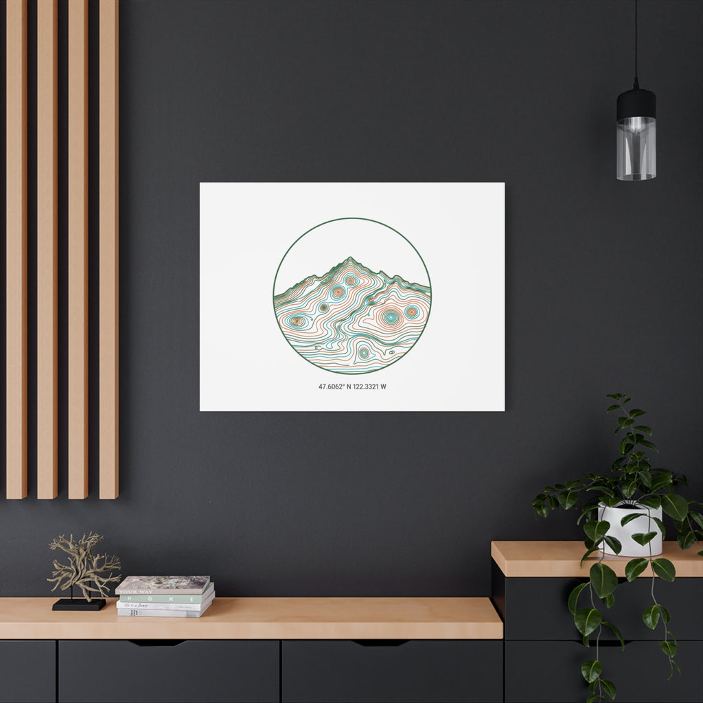 Topographic Contour Line Mountain Canvas, topographic map print | terrain poster
