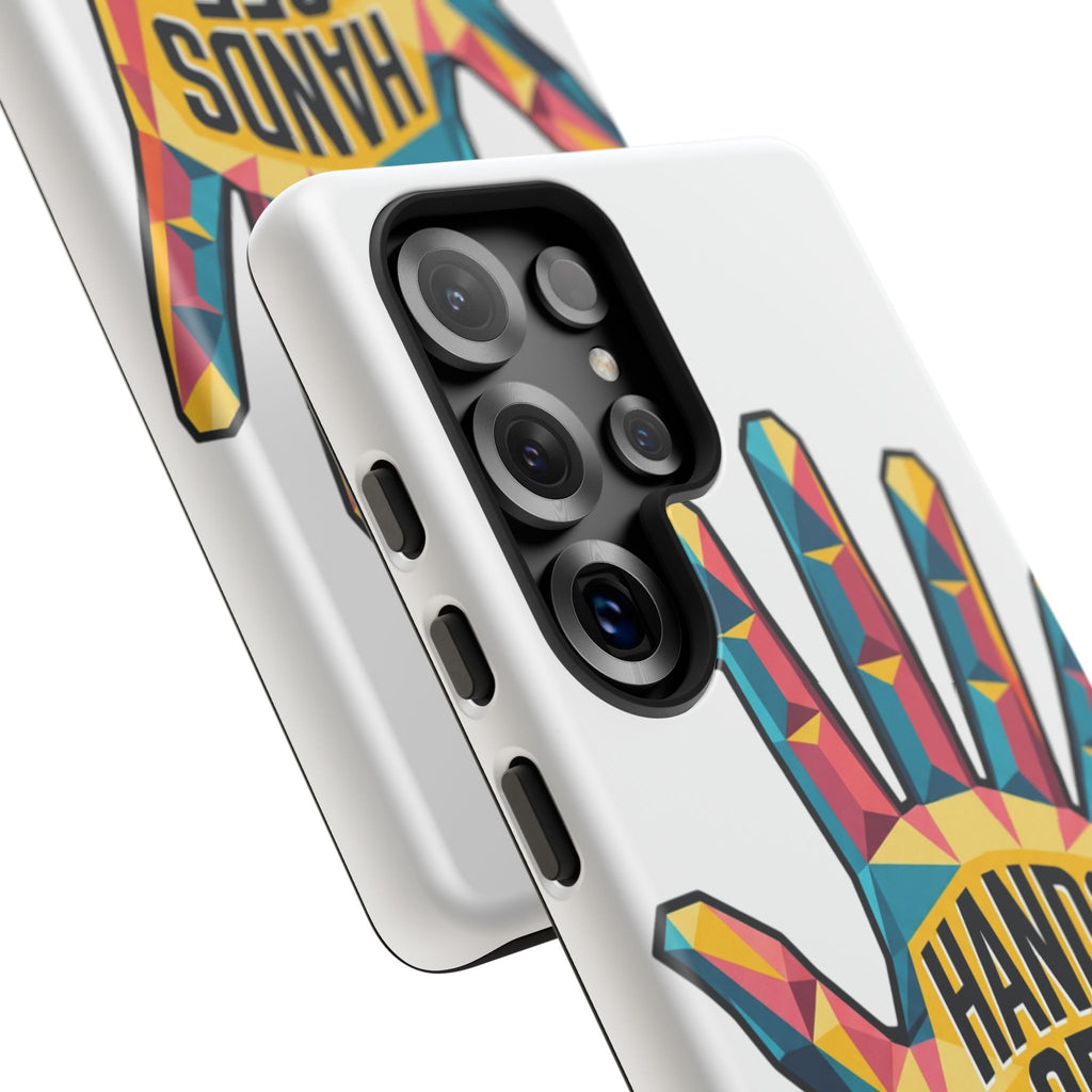 Hands Off Phone Case — Bold Geometric Palm Graphic