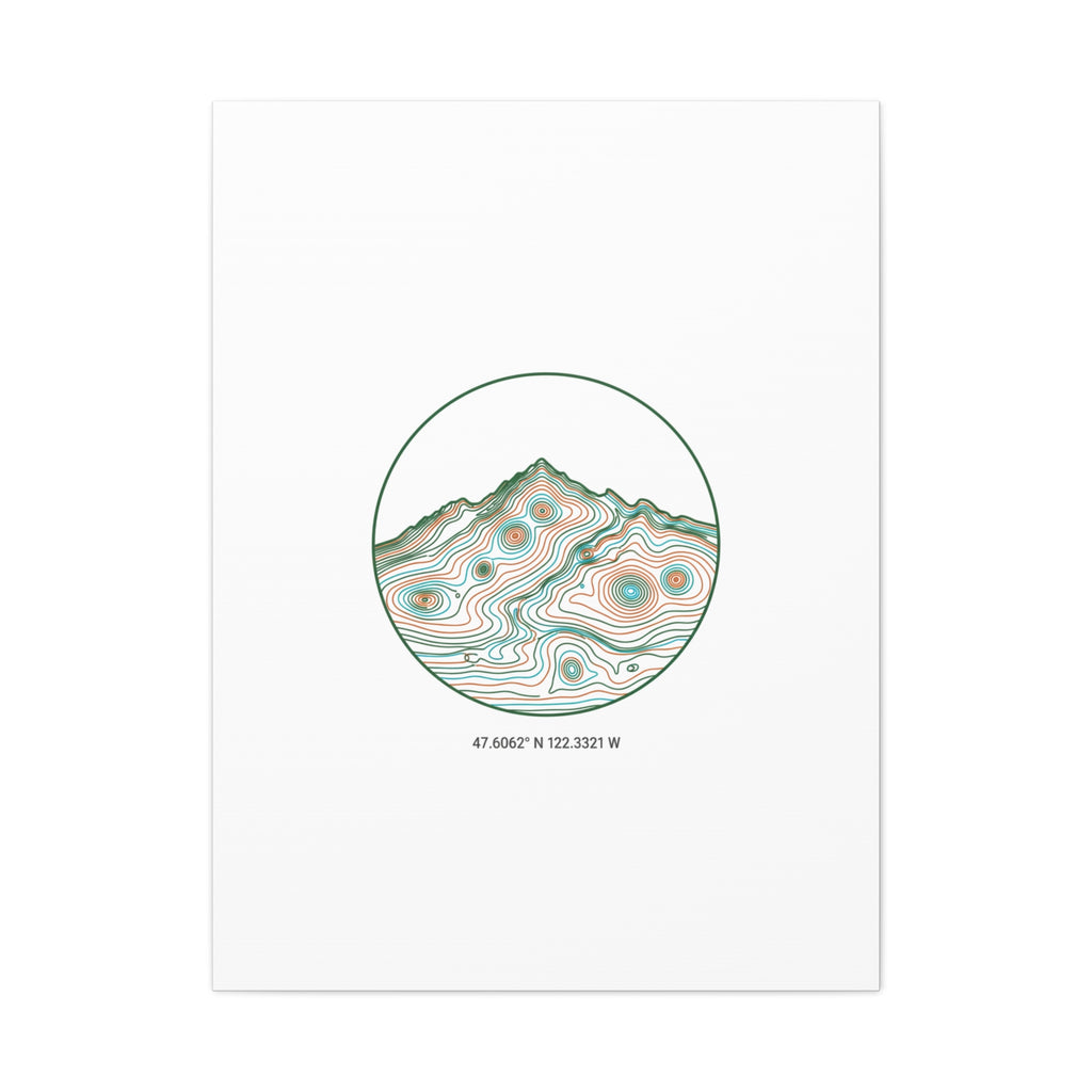 Topographic Contour Line Mountain Canvas, topographic map print | terrain poster