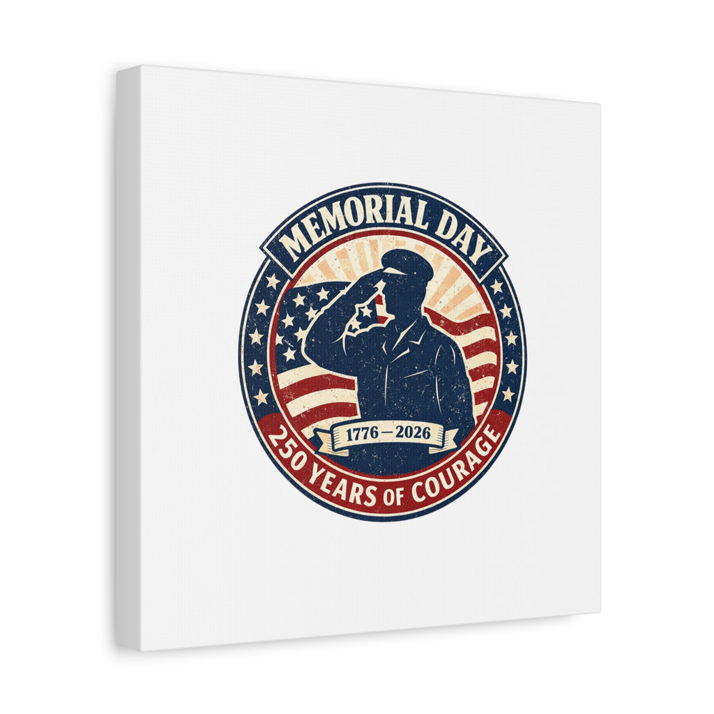 Memorial Day USA 250 Canvas, 1776–2026 Vintage Distressed Patriotic Print