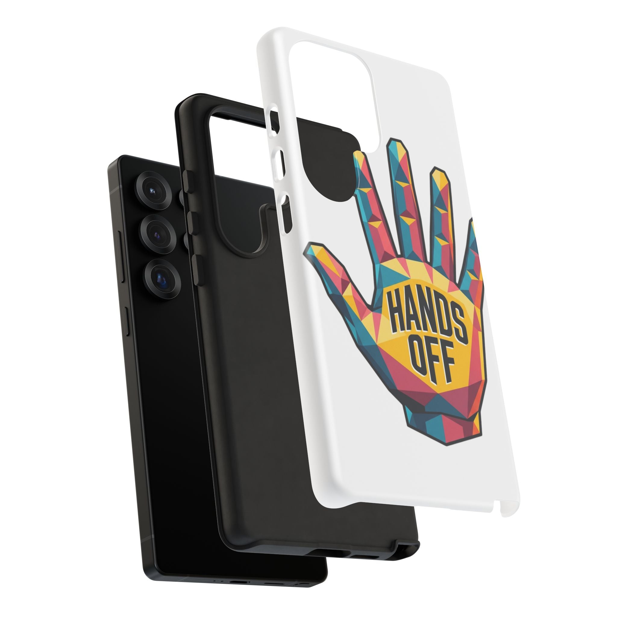 Hands Off Phone Case — Bold Geometric Palm Graphic