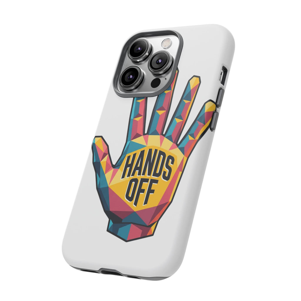 Hands Off Phone Case — Bold Geometric Palm Graphic