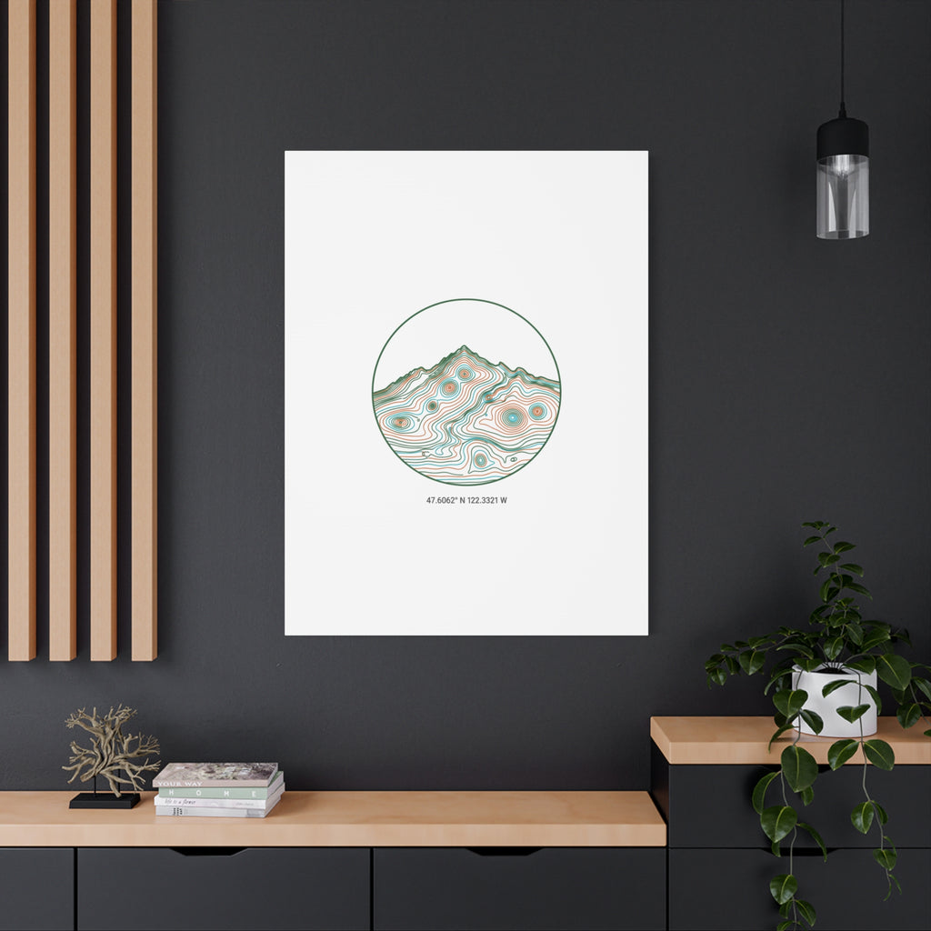 Topographic Contour Line Mountain Canvas, topographic map print | terrain poster