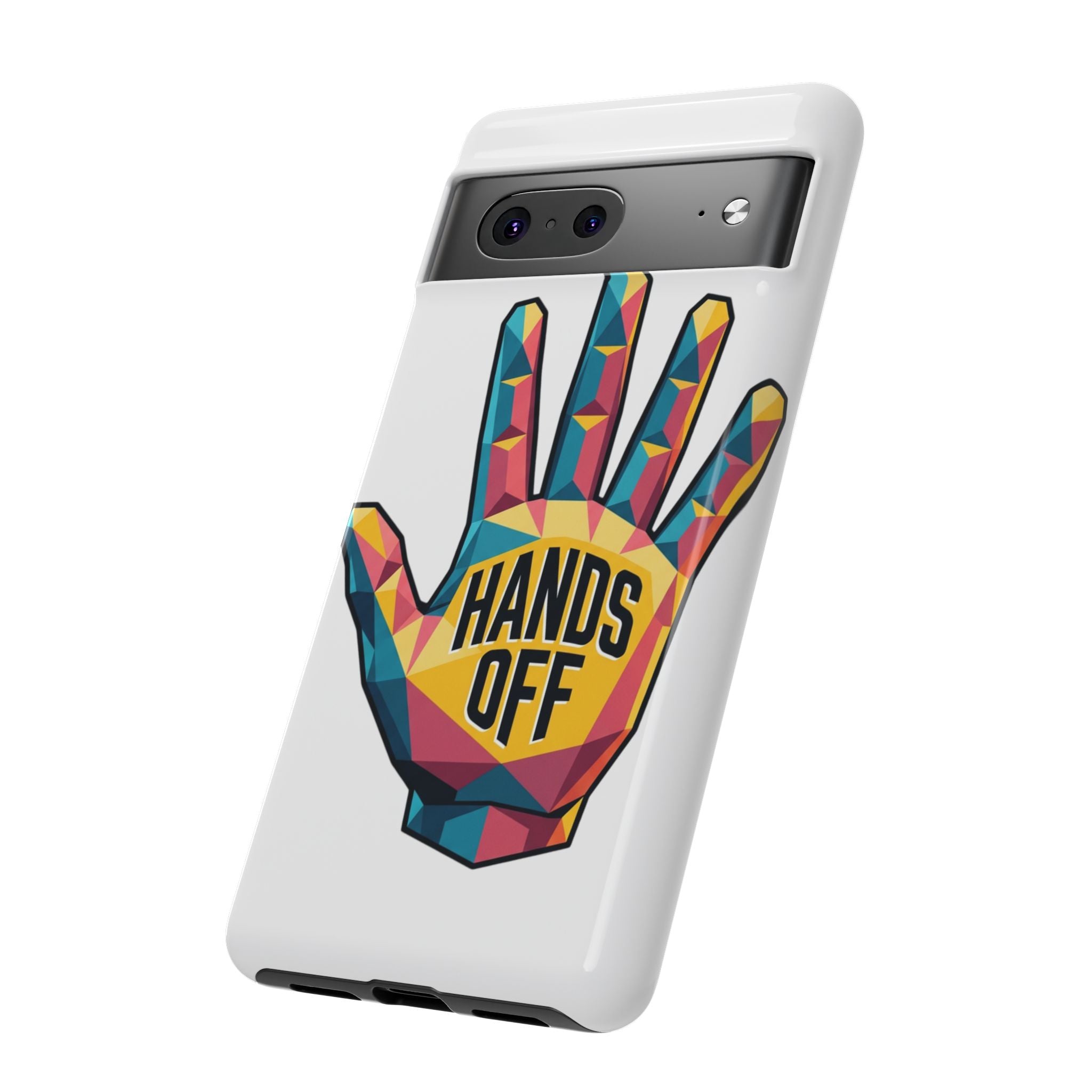 Hands Off Phone Case — Bold Geometric Palm Graphic
