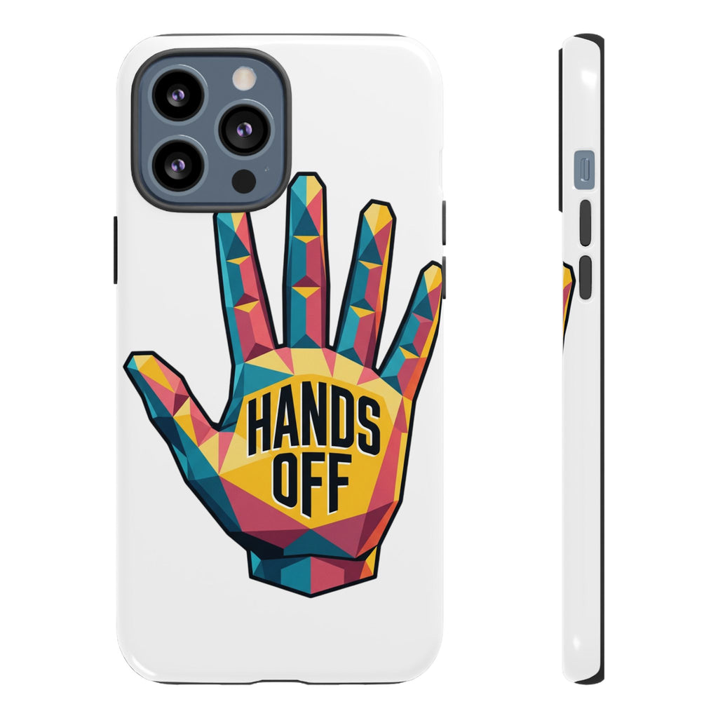 Hands Off Phone Case — Bold Geometric Palm Graphic