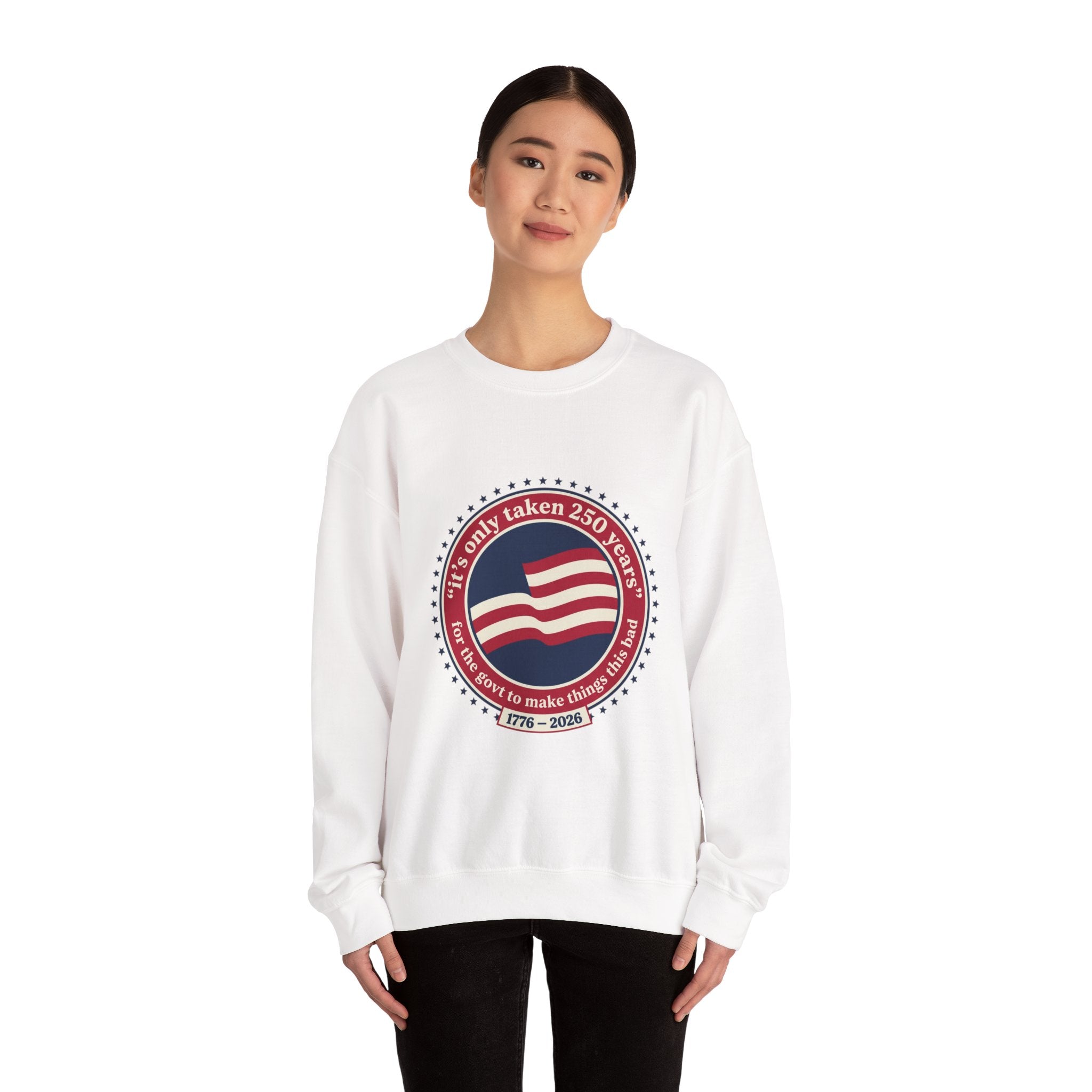 USA 250 Vintage Distressed Flag Crewneck Sweatshirt | 1776–2026 Memorial Day Americana