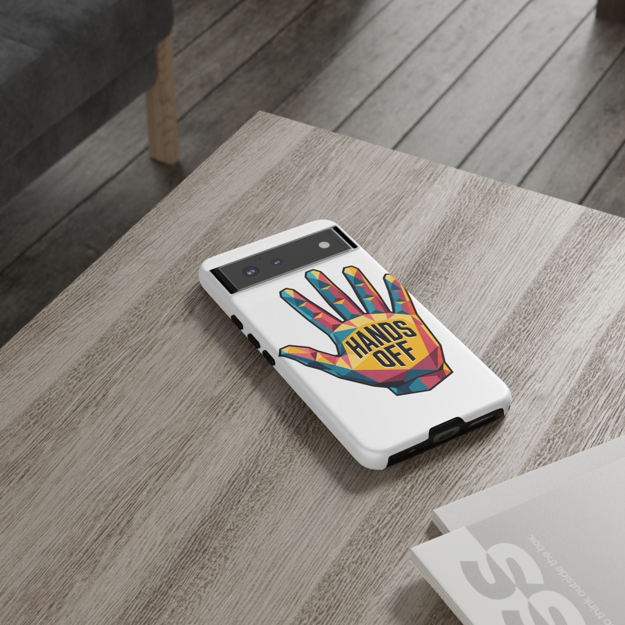 Hands Off Phone Case — Bold Geometric Palm Graphic