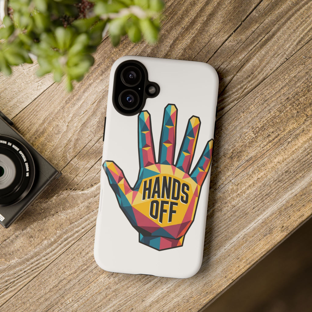 Hands Off Phone Case — Bold Geometric Palm Graphic