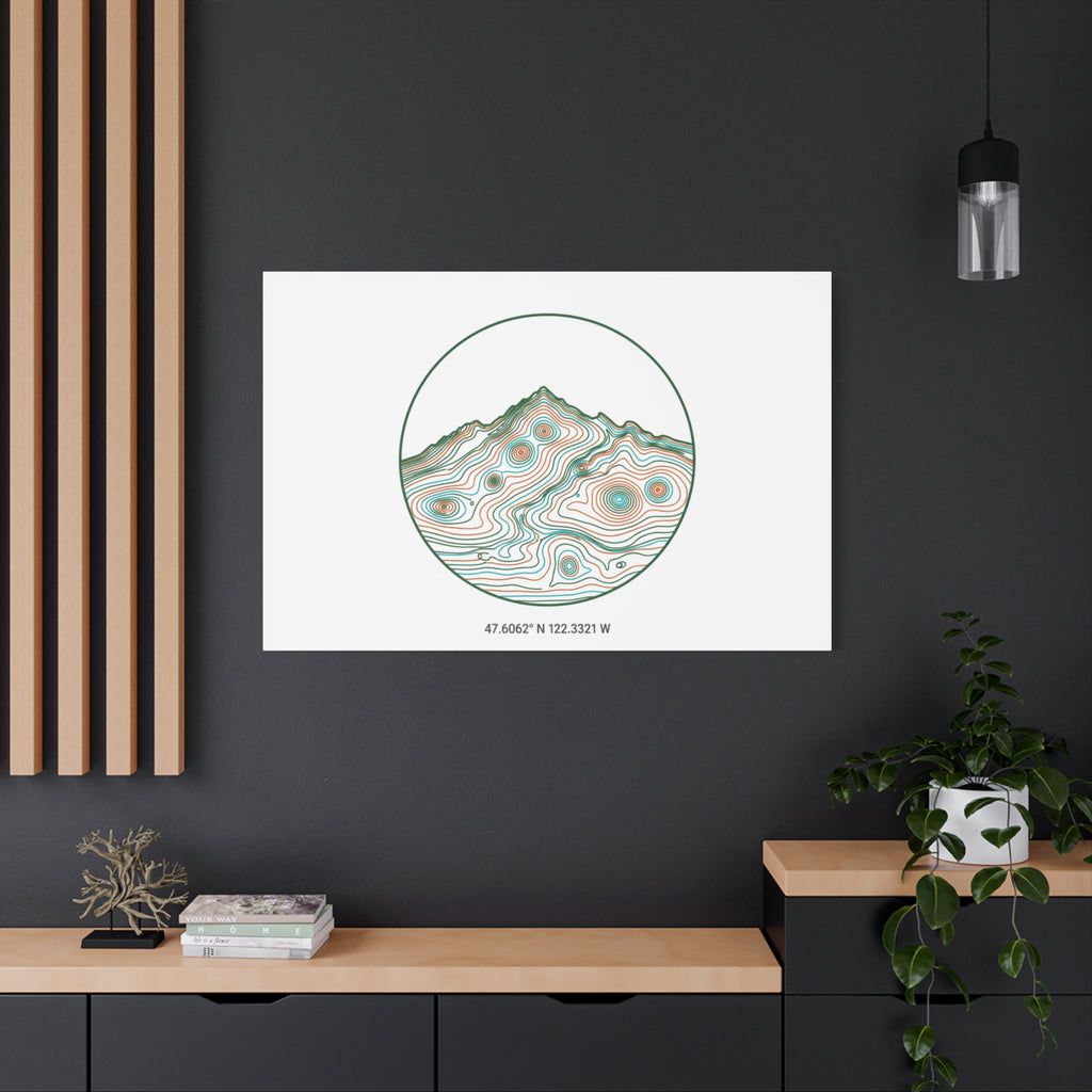 Topographic Contour Line Mountain Canvas, topographic map print | terrain poster