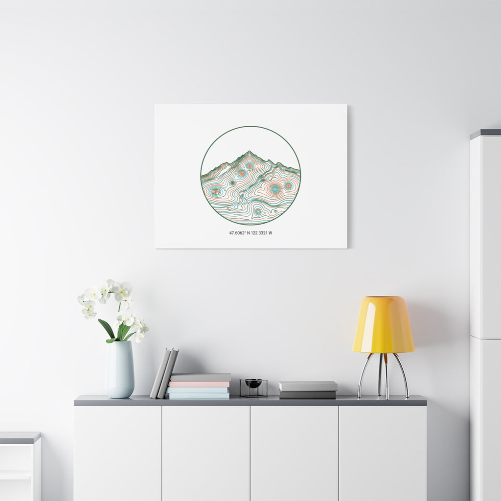 Topographic Contour Line Mountain Canvas, topographic map print | terrain poster