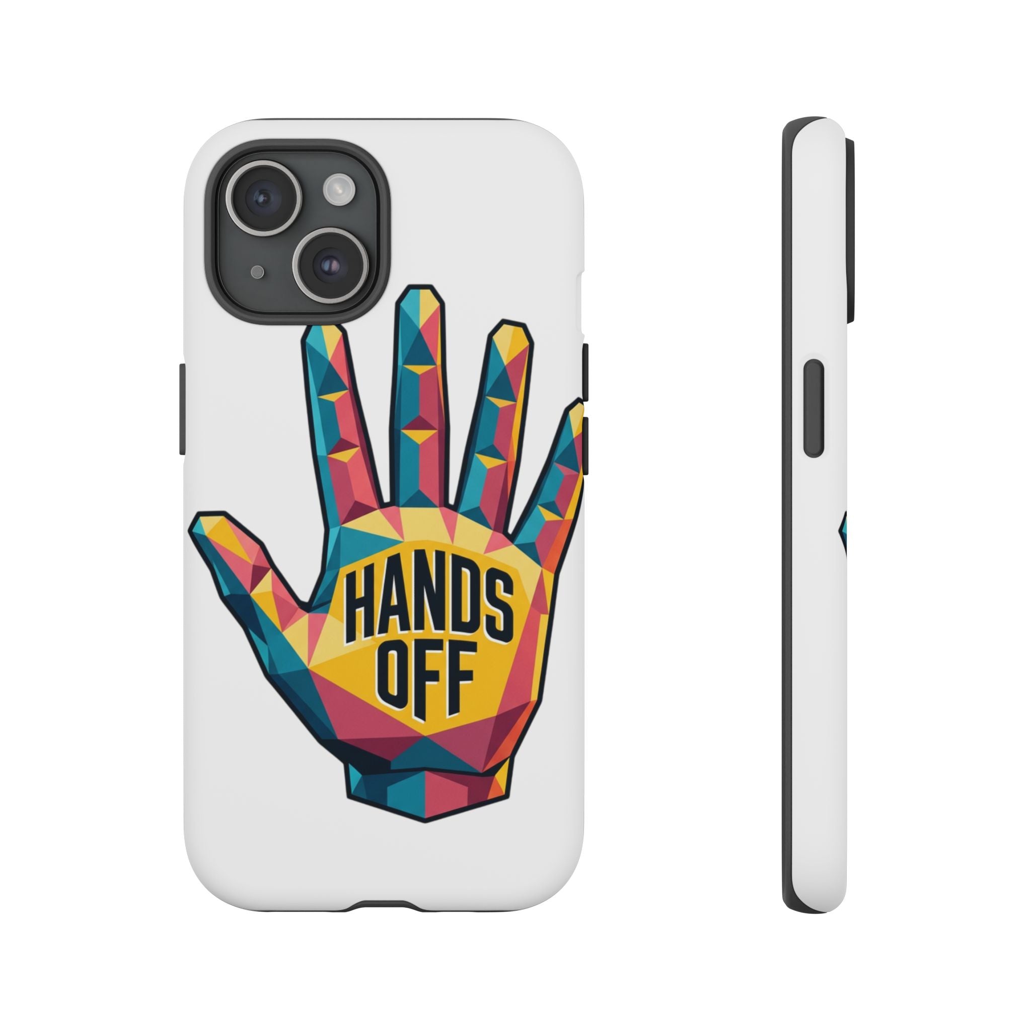 Hands Off Phone Case — Bold Geometric Palm Graphic