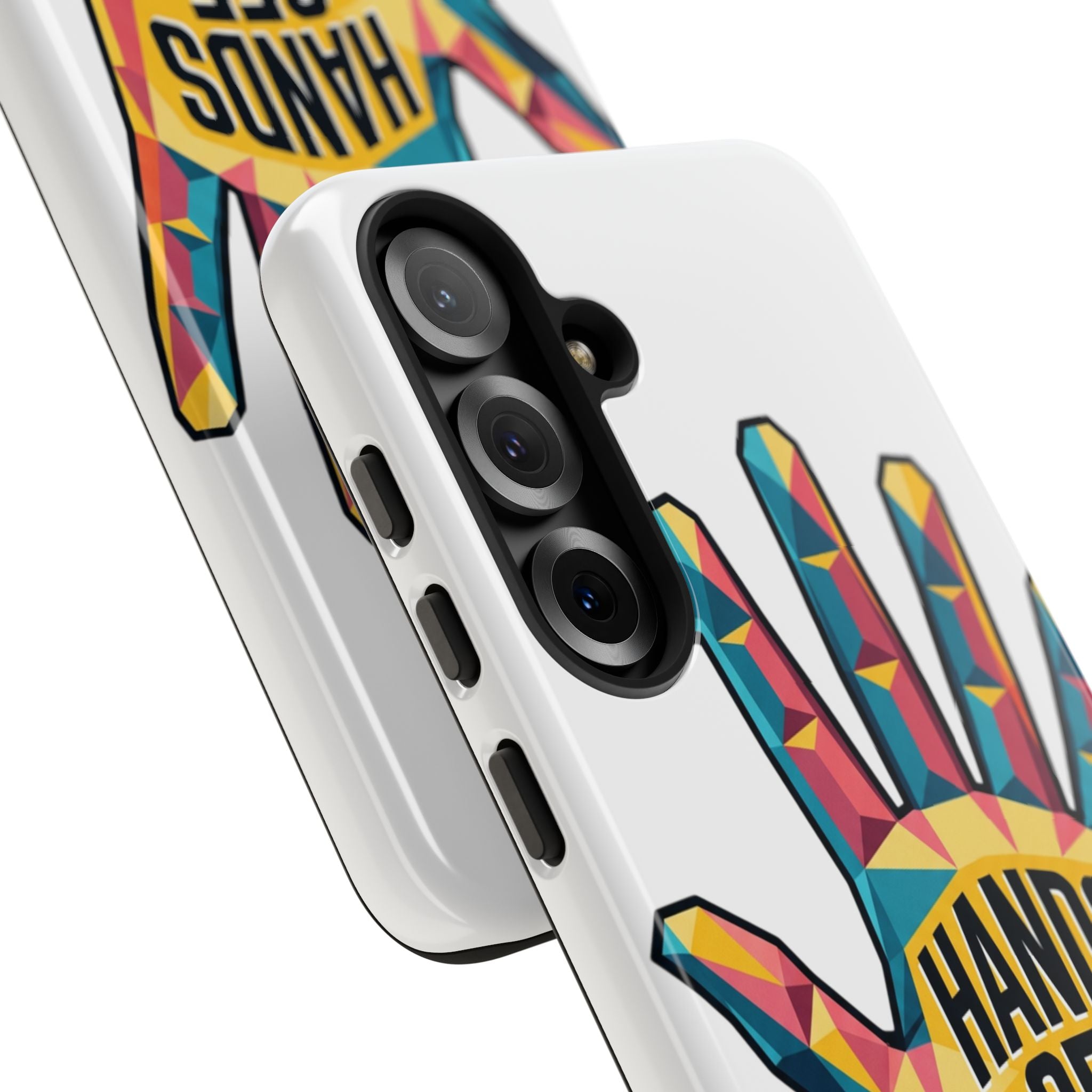 Hands Off Phone Case — Bold Geometric Palm Graphic