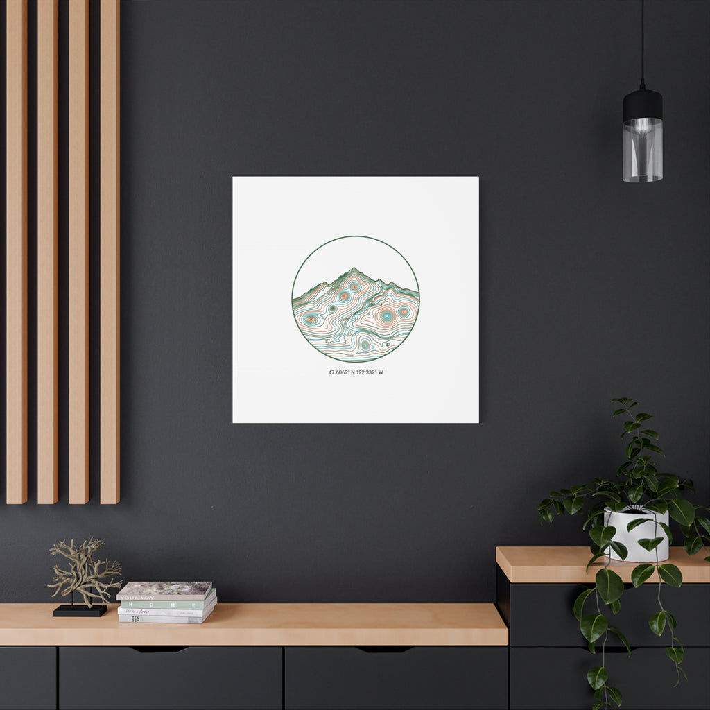 Topographic Contour Line Mountain Canvas, topographic map print | terrain poster
