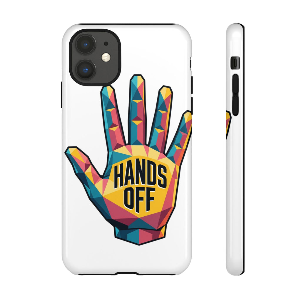 Hands Off Phone Case — Bold Geometric Palm Graphic