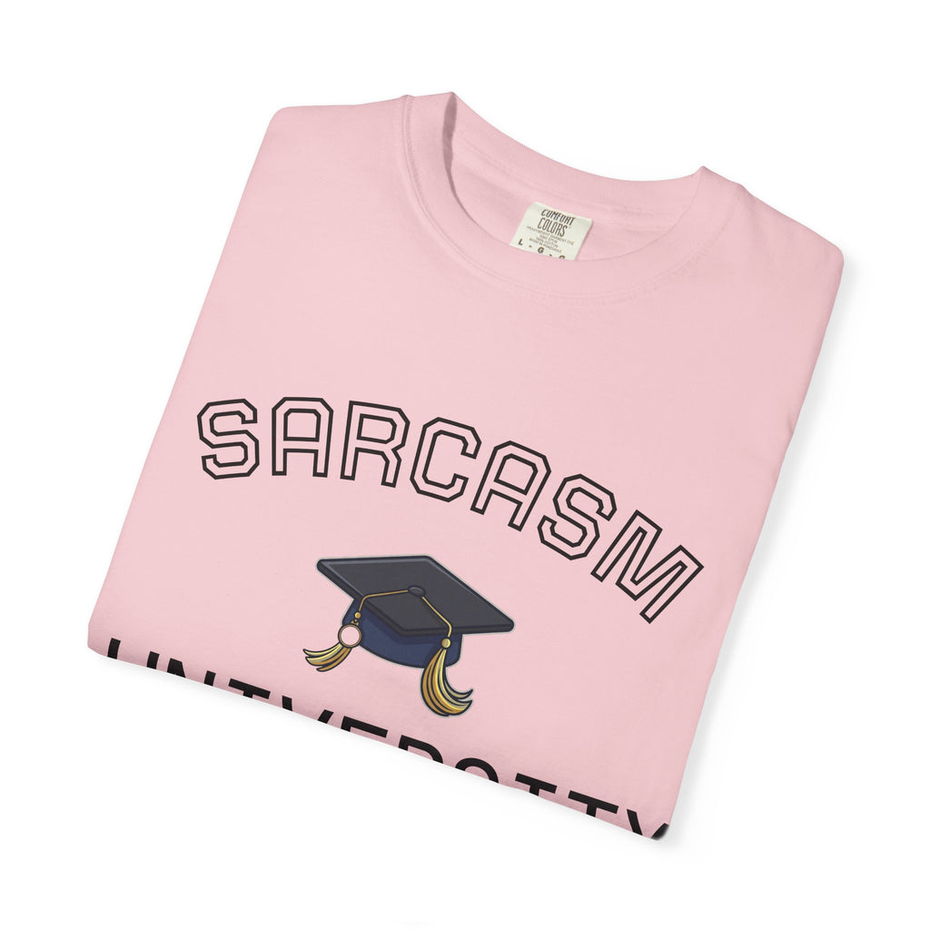 Sarcasm University T-Shirt — Funny Graduation Cap Tee for Grads & Students