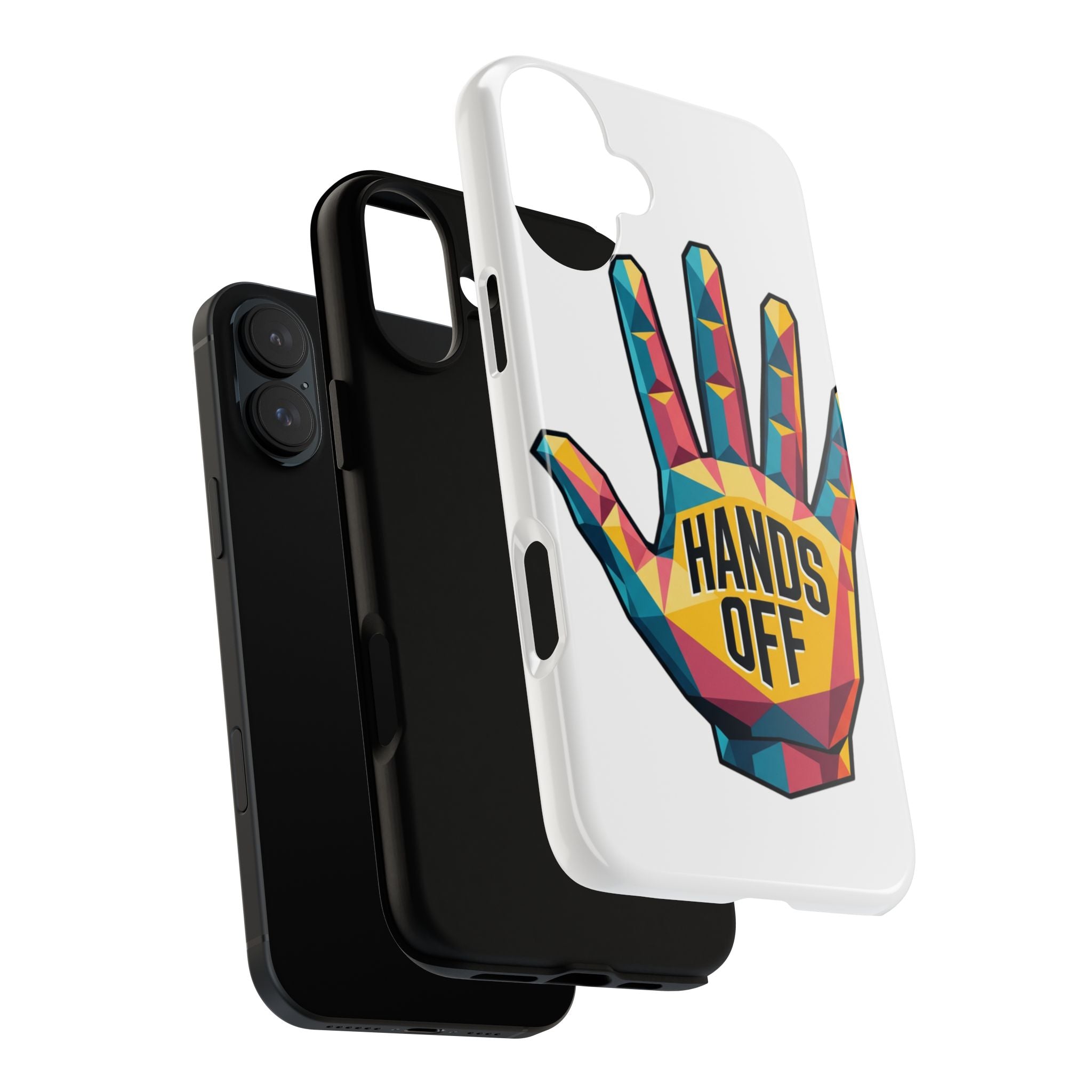 Hands Off Phone Case — Bold Geometric Palm Graphic