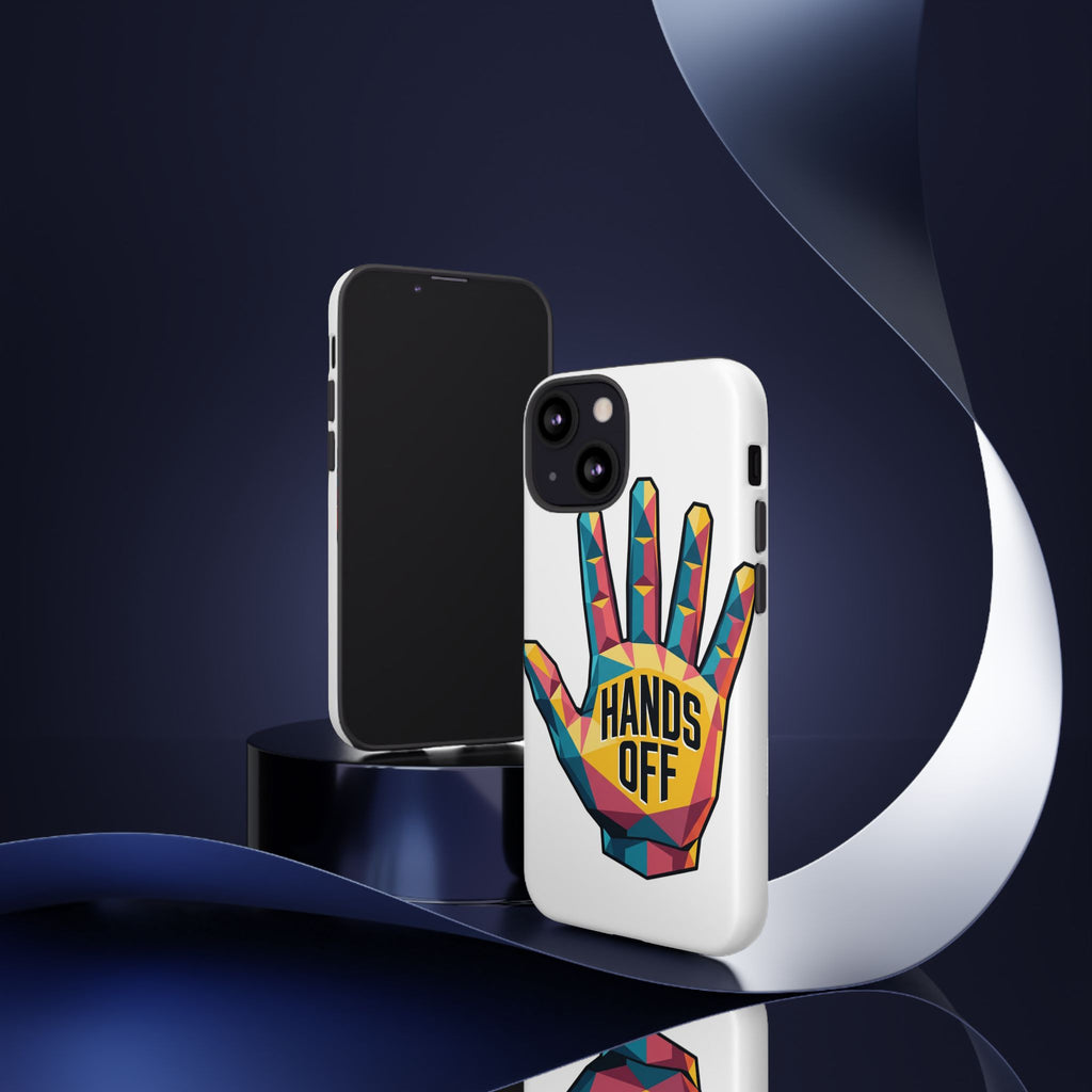 Hands Off Phone Case — Bold Geometric Palm Graphic