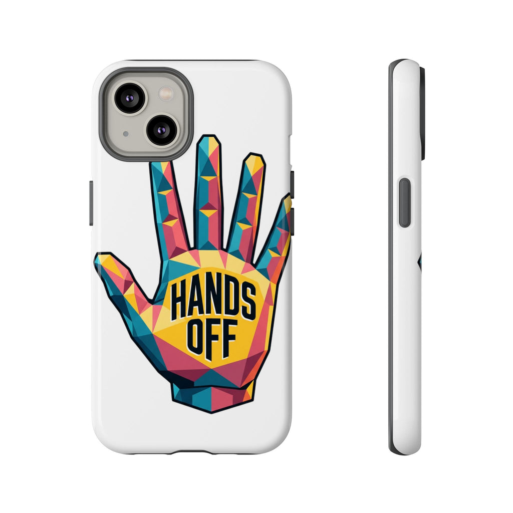 Hands Off Phone Case — Bold Geometric Palm Graphic