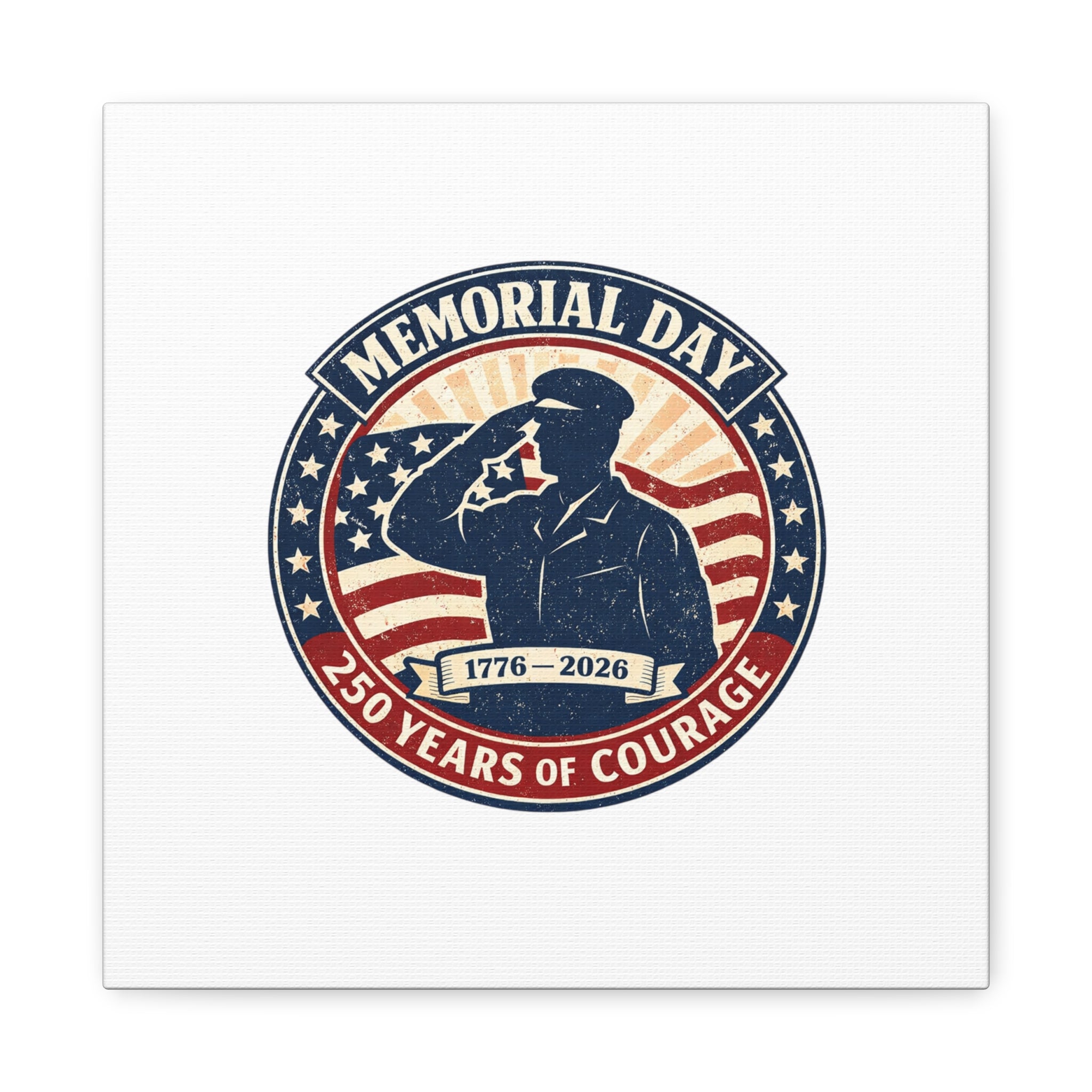 Memorial Day USA 250 Canvas, 1776–2026 Vintage Distressed Patriotic Print