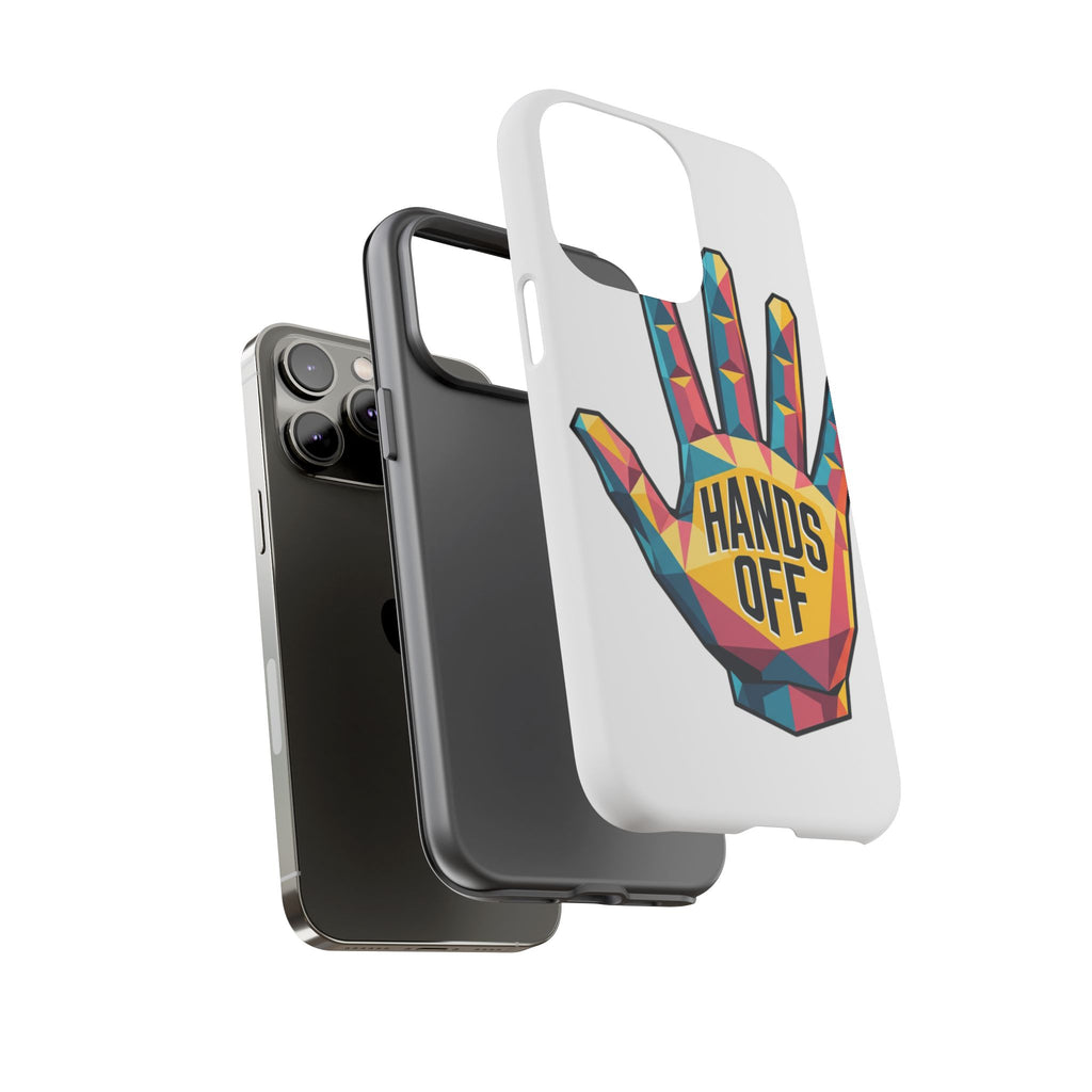 Hands Off Phone Case — Bold Geometric Palm Graphic