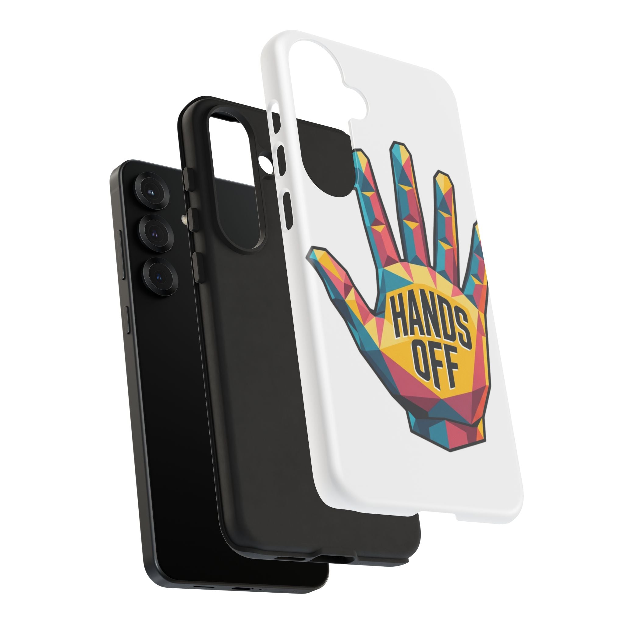 Hands Off Phone Case — Bold Geometric Palm Graphic