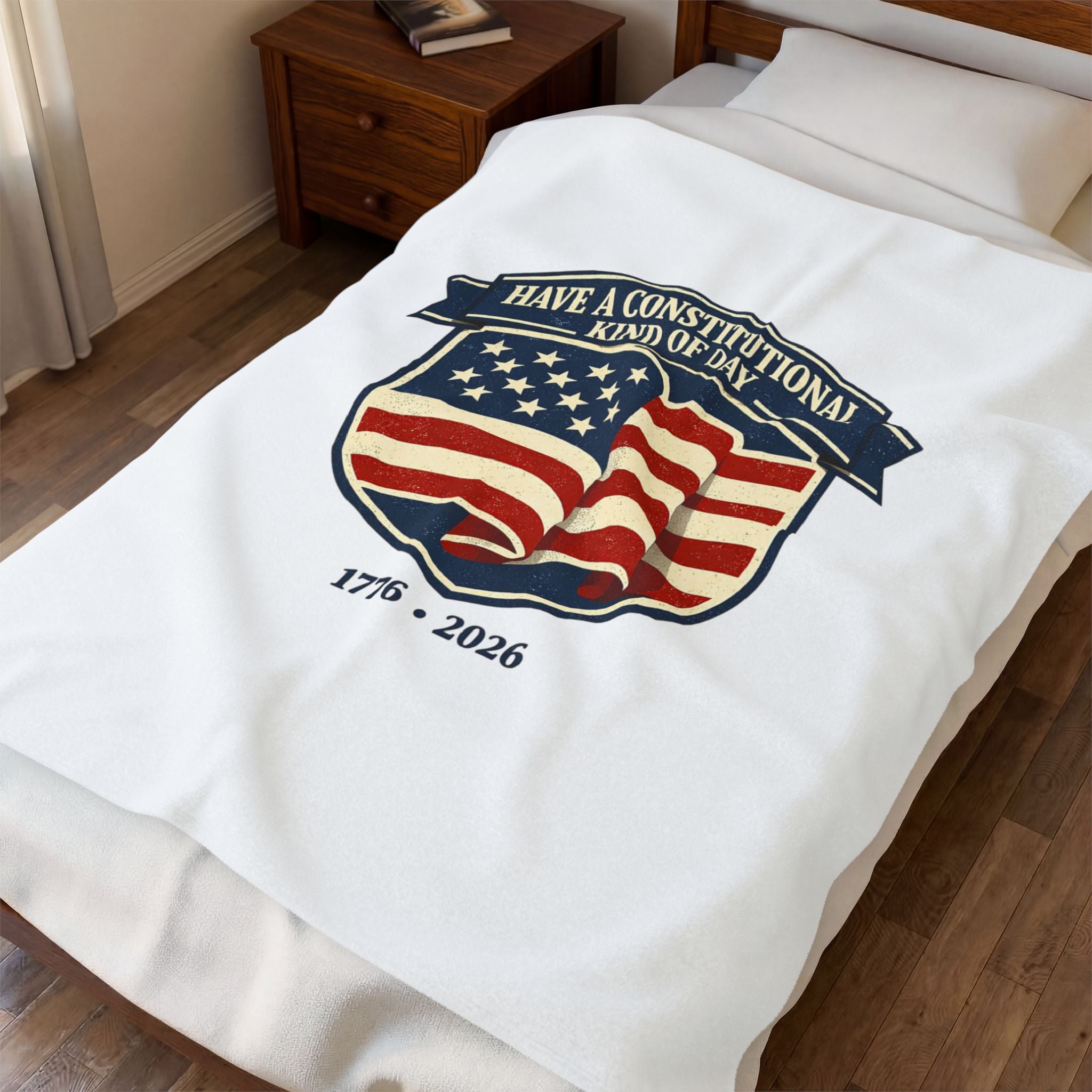 USA 250 1776–2026 Patriotic Velveteen Plush Blanket | vintage distressed red white blue