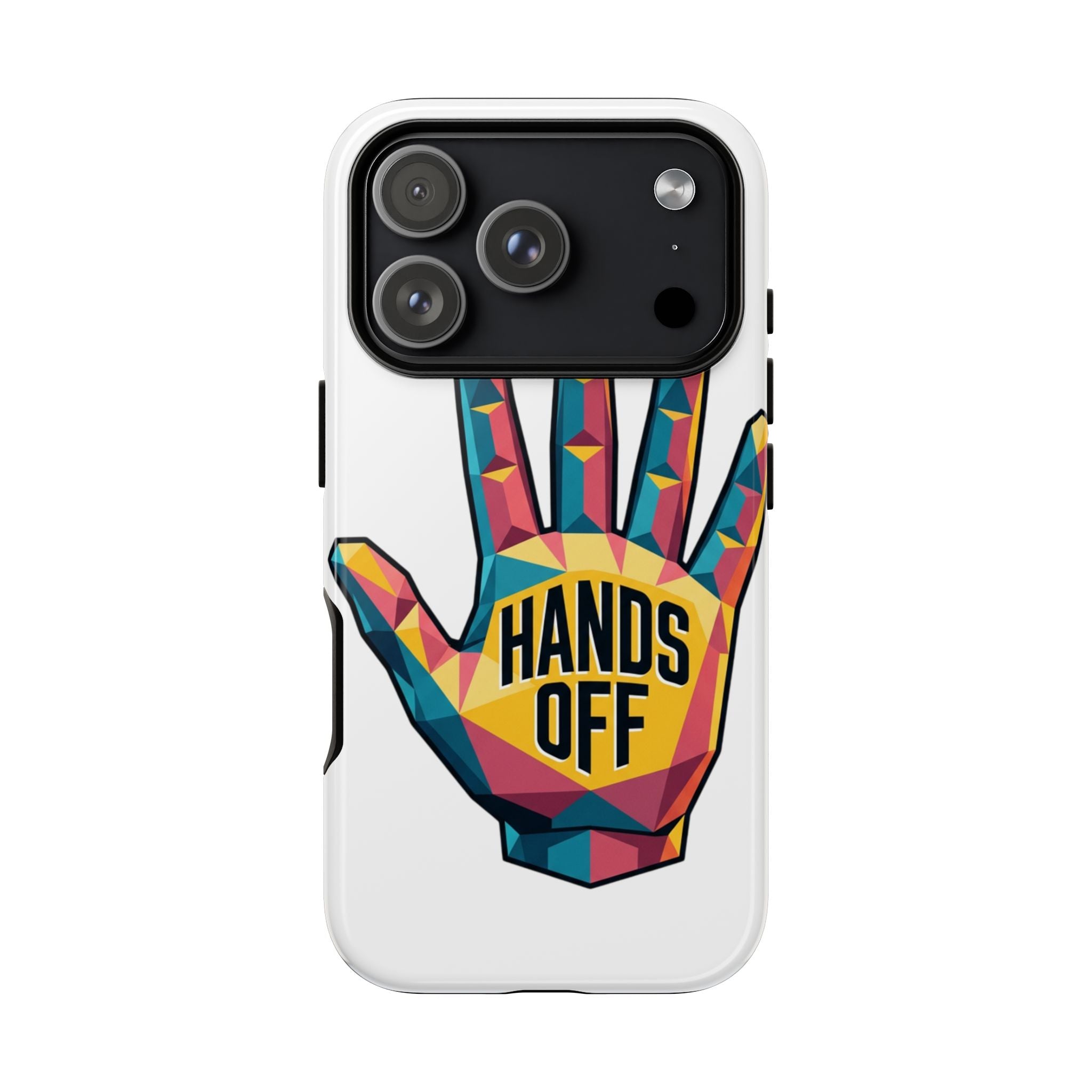 Hands Off Phone Case — Bold Geometric Palm Graphic