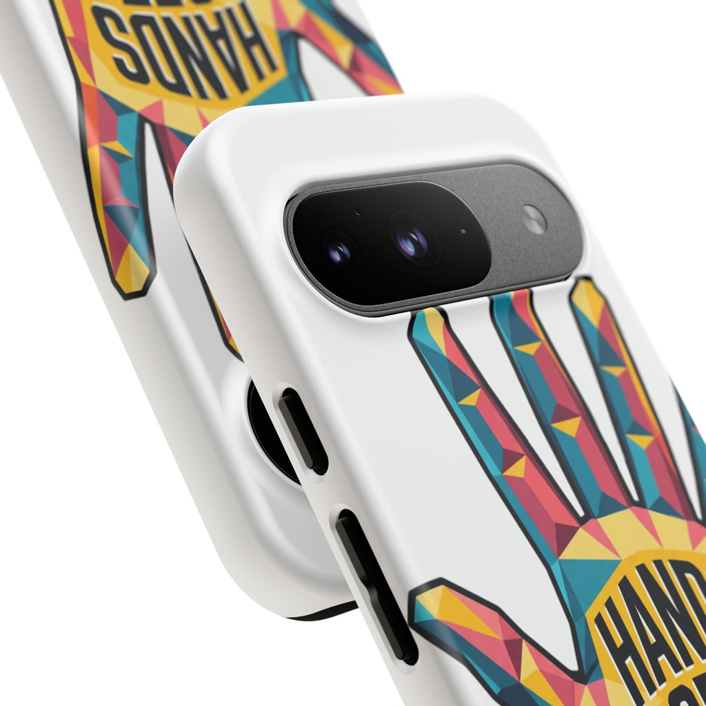 Hands Off Phone Case — Bold Geometric Palm Graphic