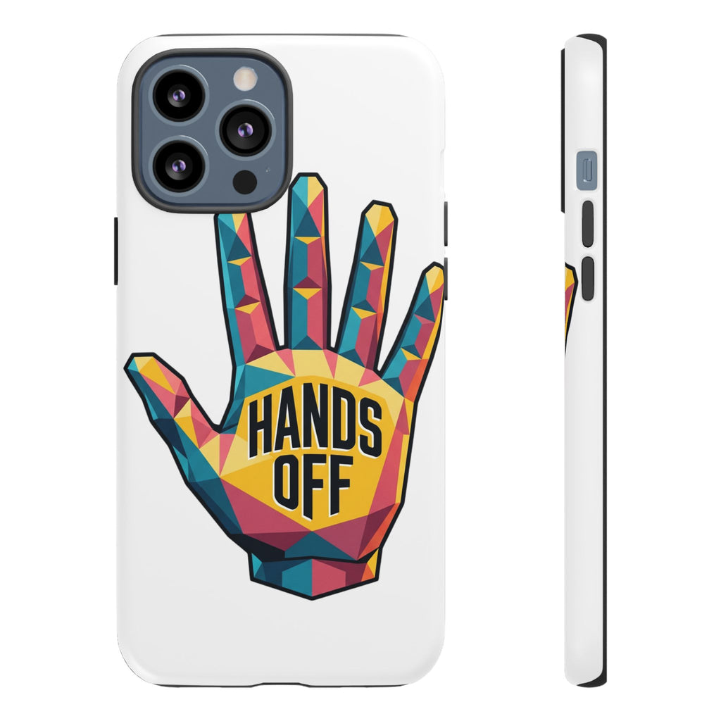 Hands Off Phone Case — Bold Geometric Palm Graphic