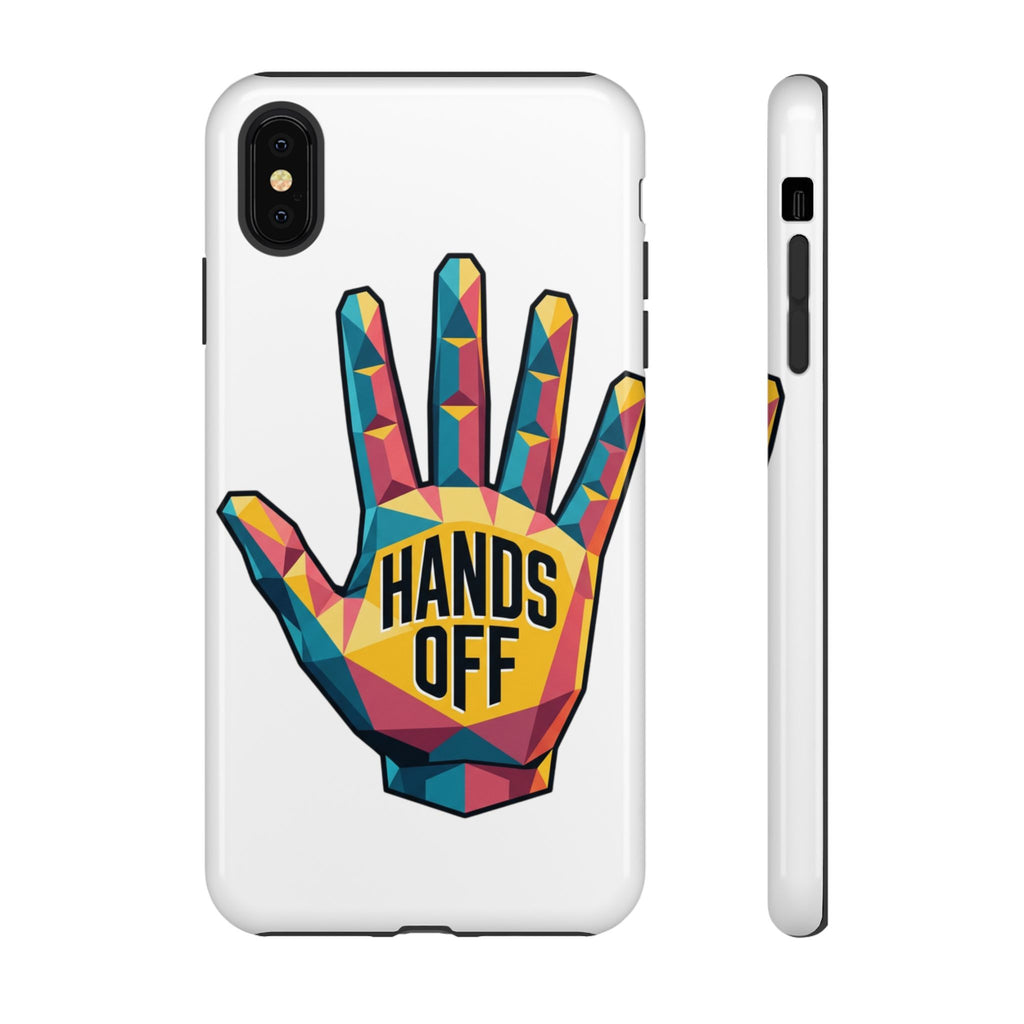 Hands Off Phone Case — Bold Geometric Palm Graphic