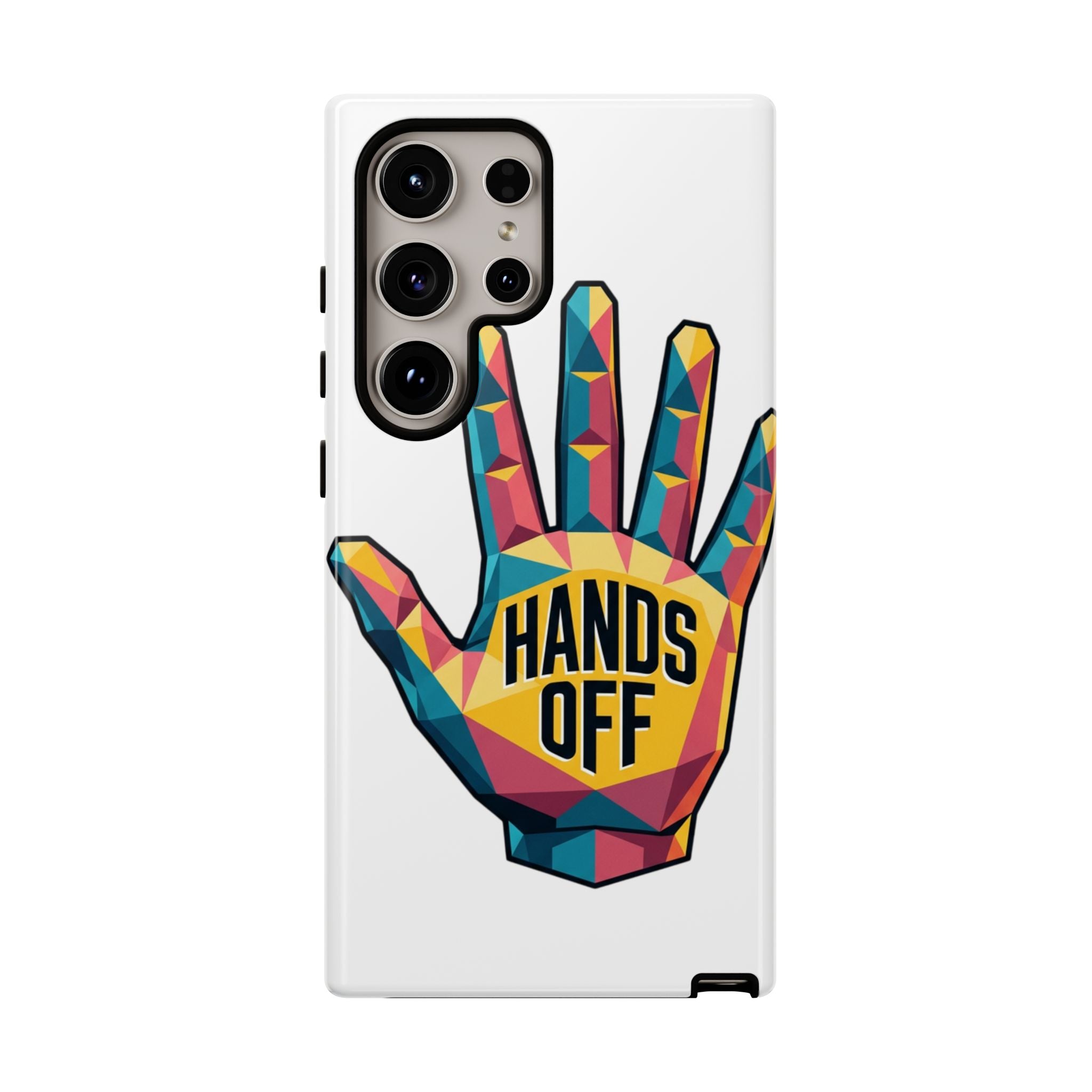 Hands Off Phone Case — Bold Geometric Palm Graphic