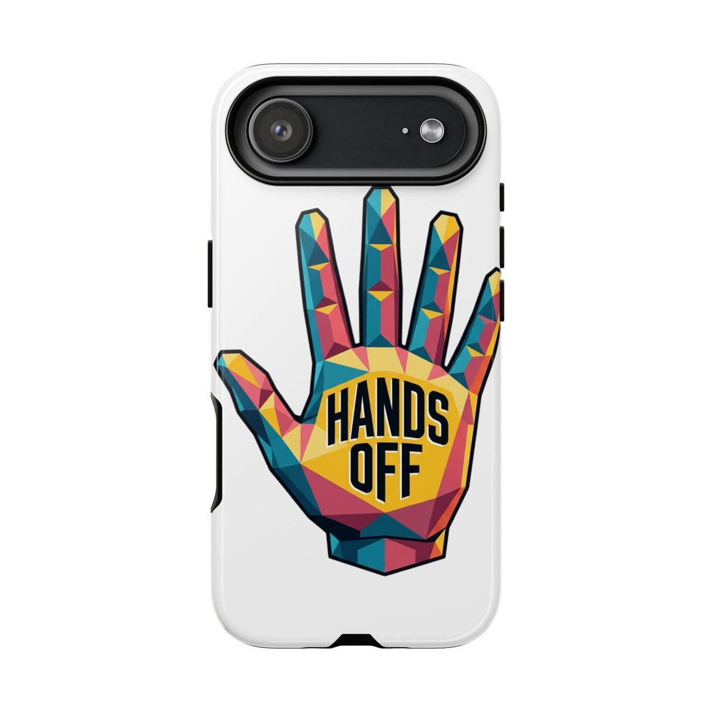 Hands Off Phone Case — Bold Geometric Palm Graphic
