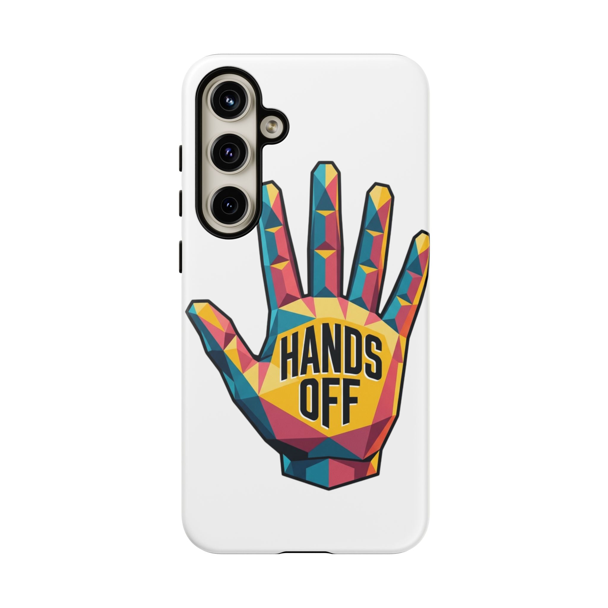 Hands Off Phone Case — Bold Geometric Palm Graphic