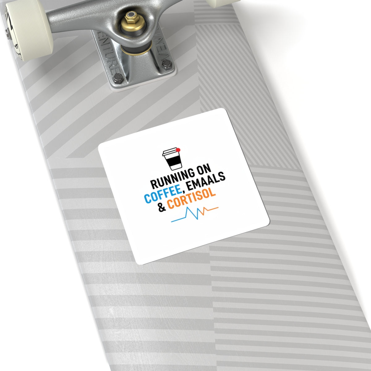 Running on Coffee, Emails & Cortisol Sticker | stress meme, burnout humor