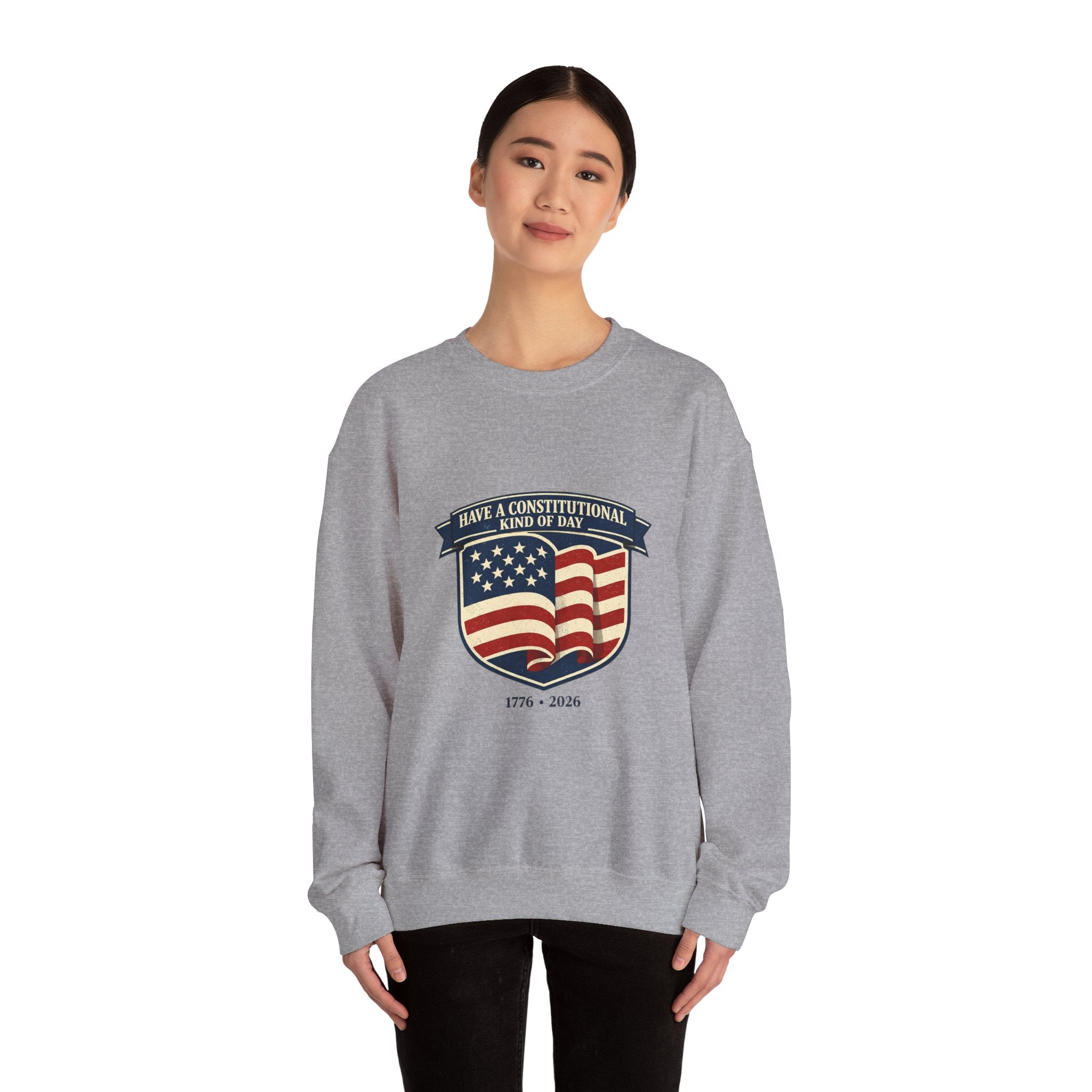 USA 250 Vintage Distressed Flag Crest Crewneck Sweatshirt | 1776–2026 Memorial Day
