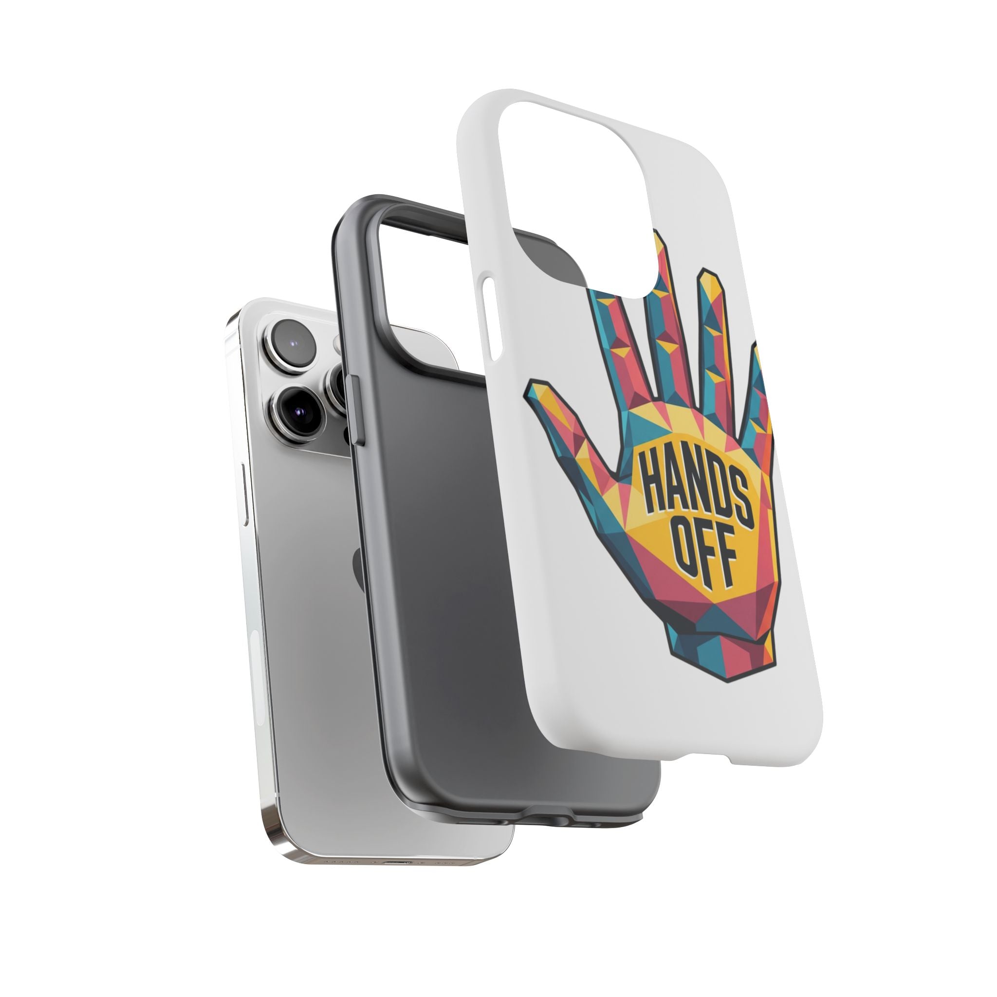 Hands Off Phone Case — Bold Geometric Palm Graphic