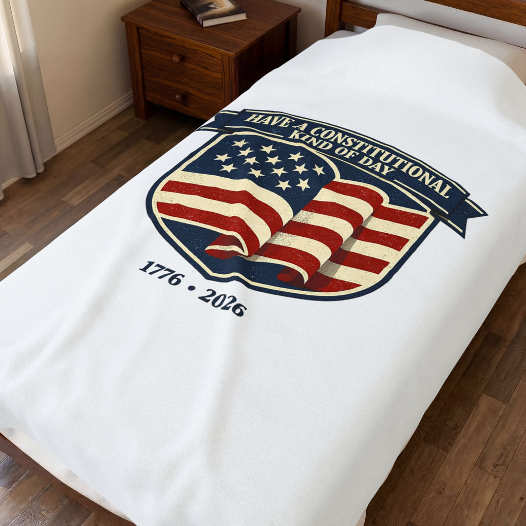 USA 250 1776–2026 Patriotic Velveteen Plush Blanket | vintage distressed red white blue
