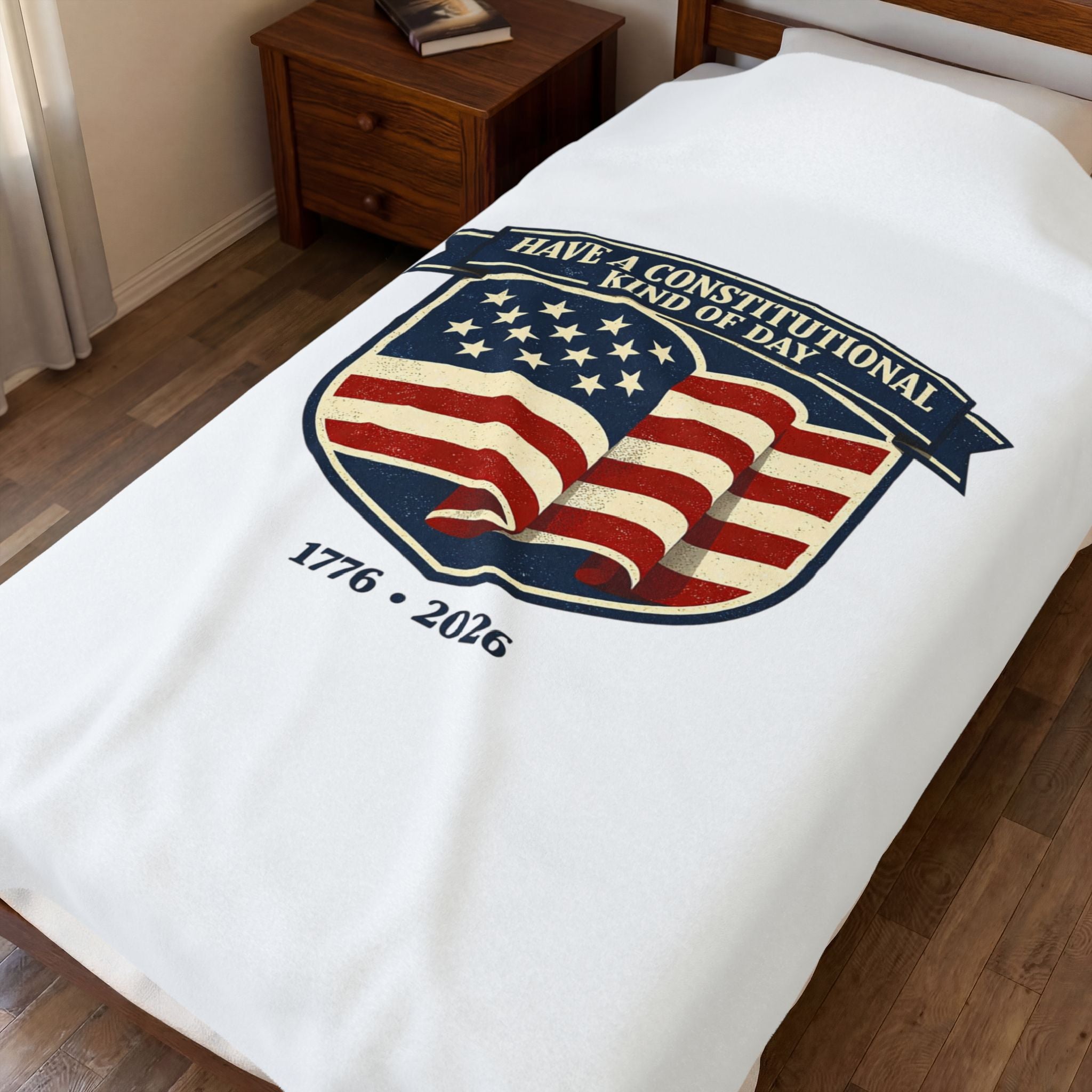 USA 250 1776–2026 Patriotic Velveteen Plush Blanket | vintage distressed red white blue