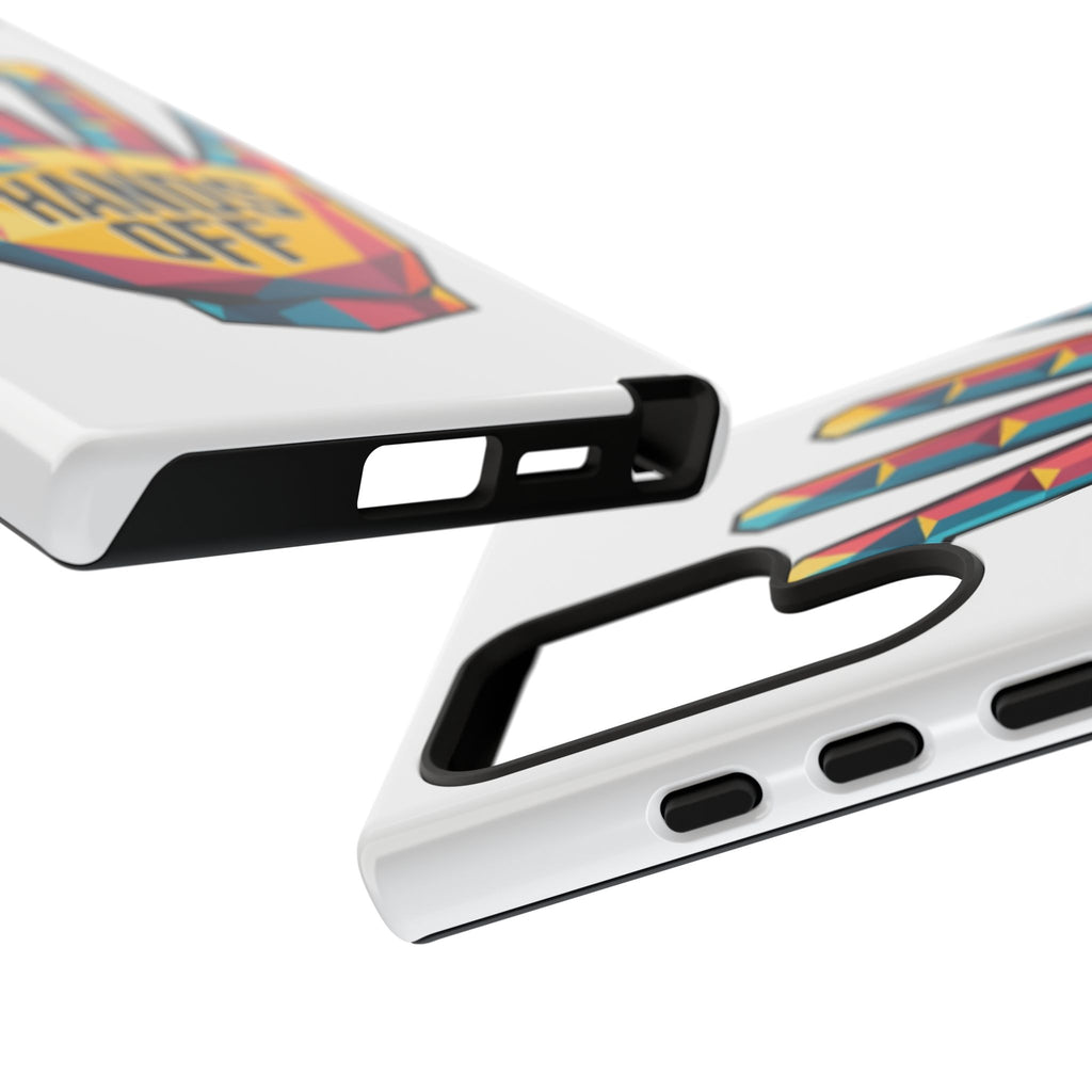 Hands Off Phone Case — Bold Geometric Palm Graphic