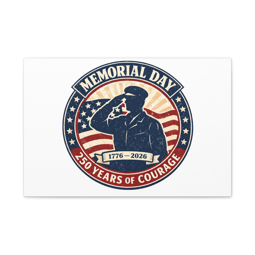 Memorial Day USA 250 Canvas, 1776–2026 Vintage Distressed Patriotic Print