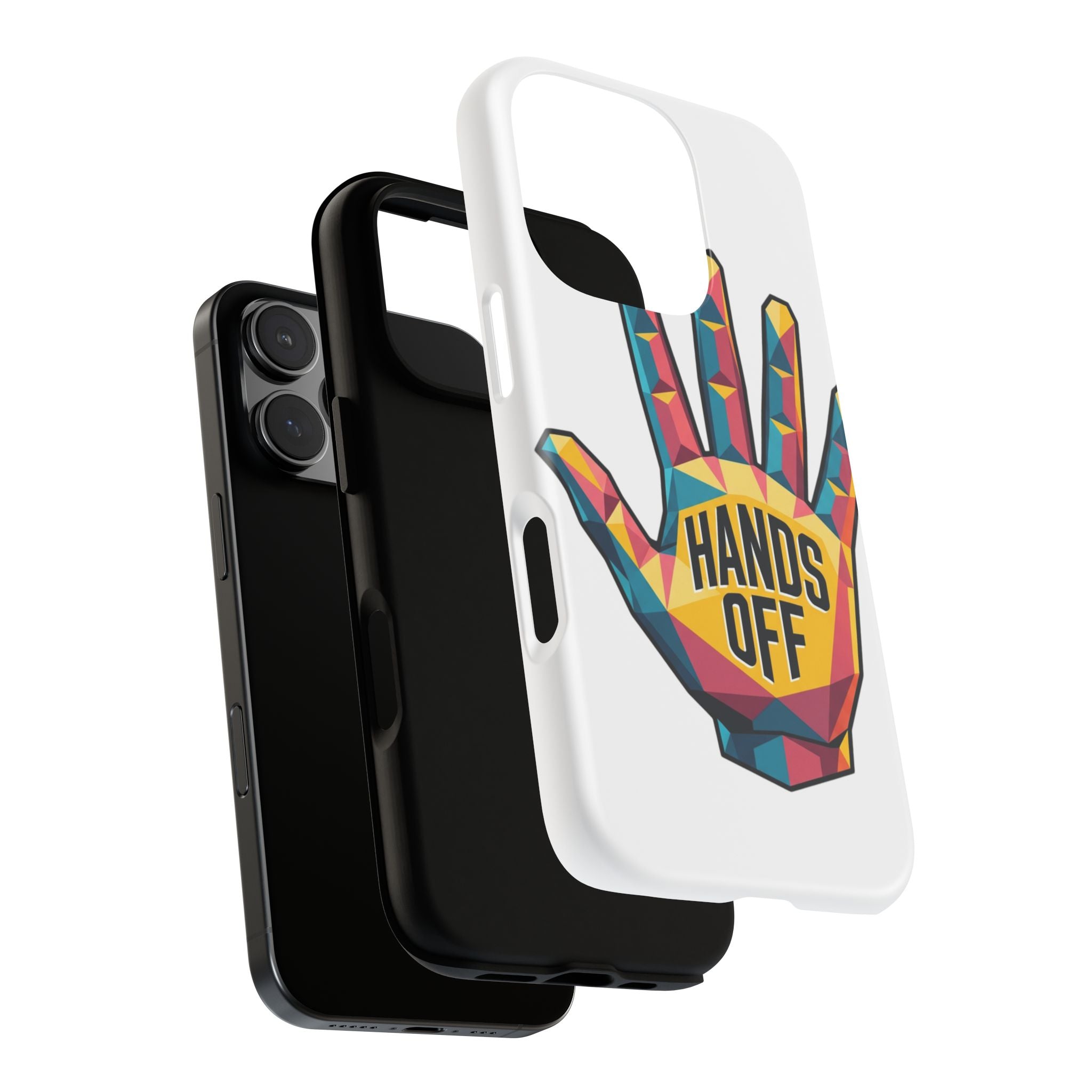 Hands Off Phone Case — Bold Geometric Palm Graphic