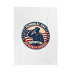Memorial Day 1776–2026 Velveteen Plush Blanket | USA 250, vintage distressed red white blue